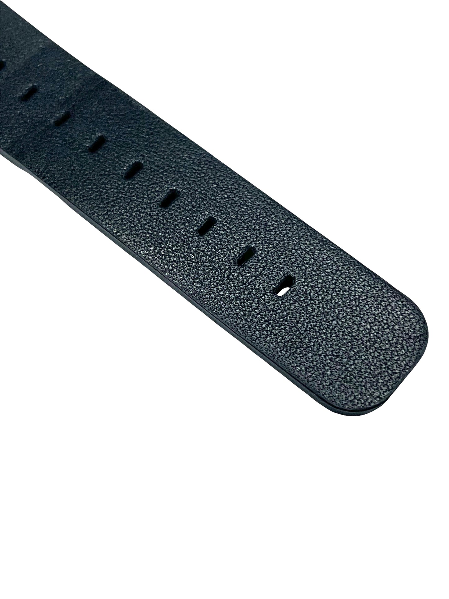 Close up of black leather watch strap