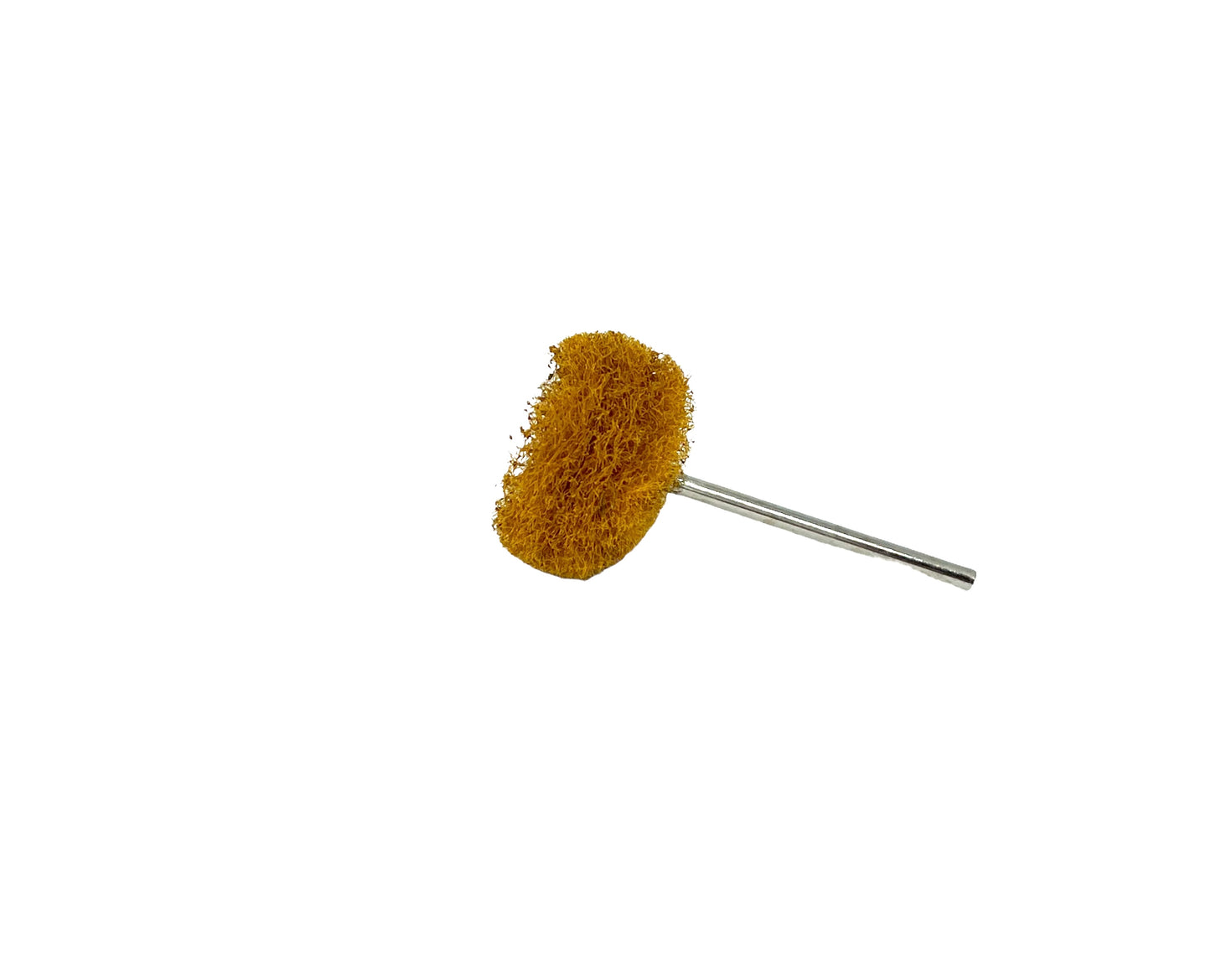 Yellow satin finishing mop on a steel shaft