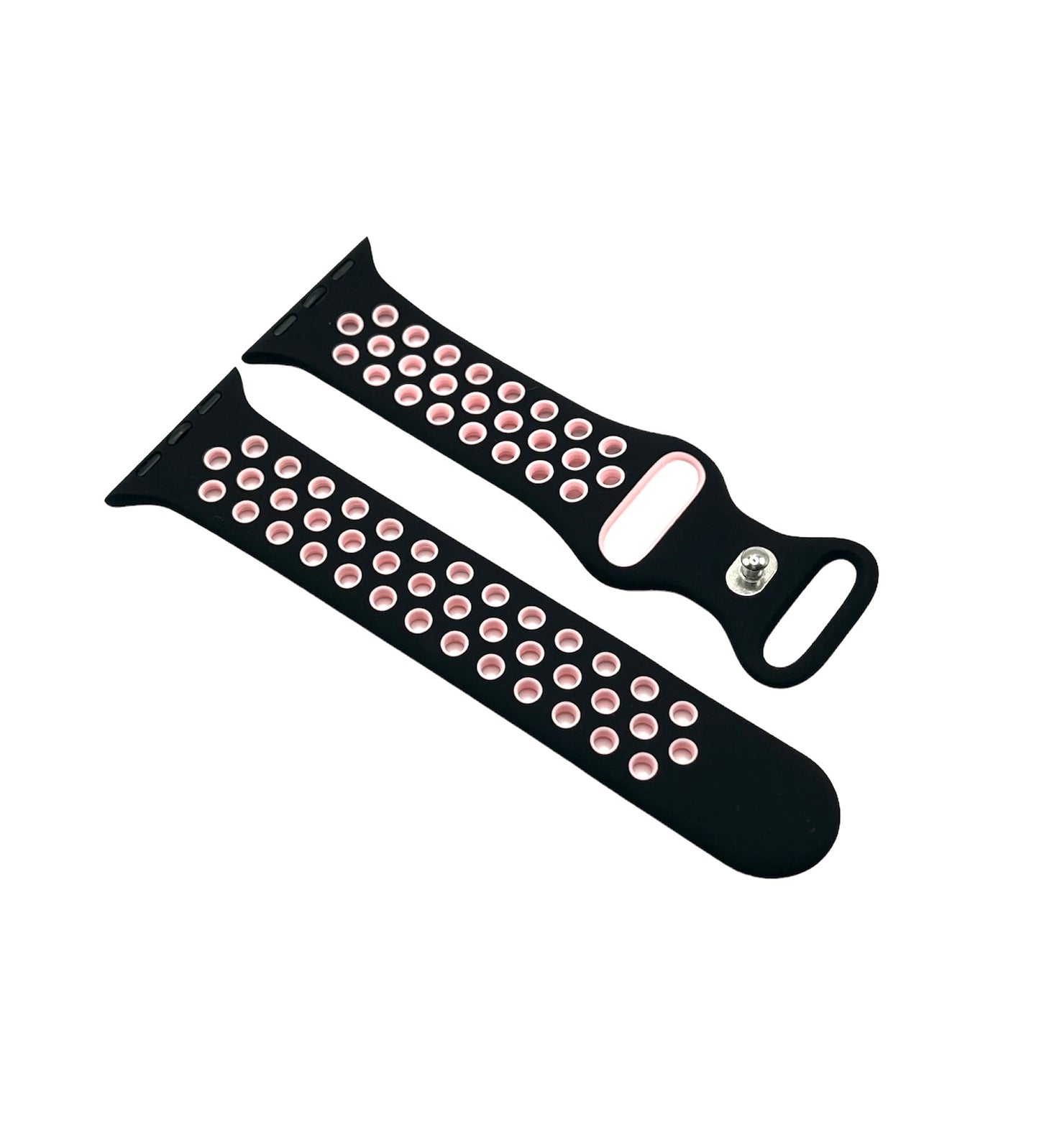 Sports Style Silicone Watch Strap - Black/Pink (38-41mm)