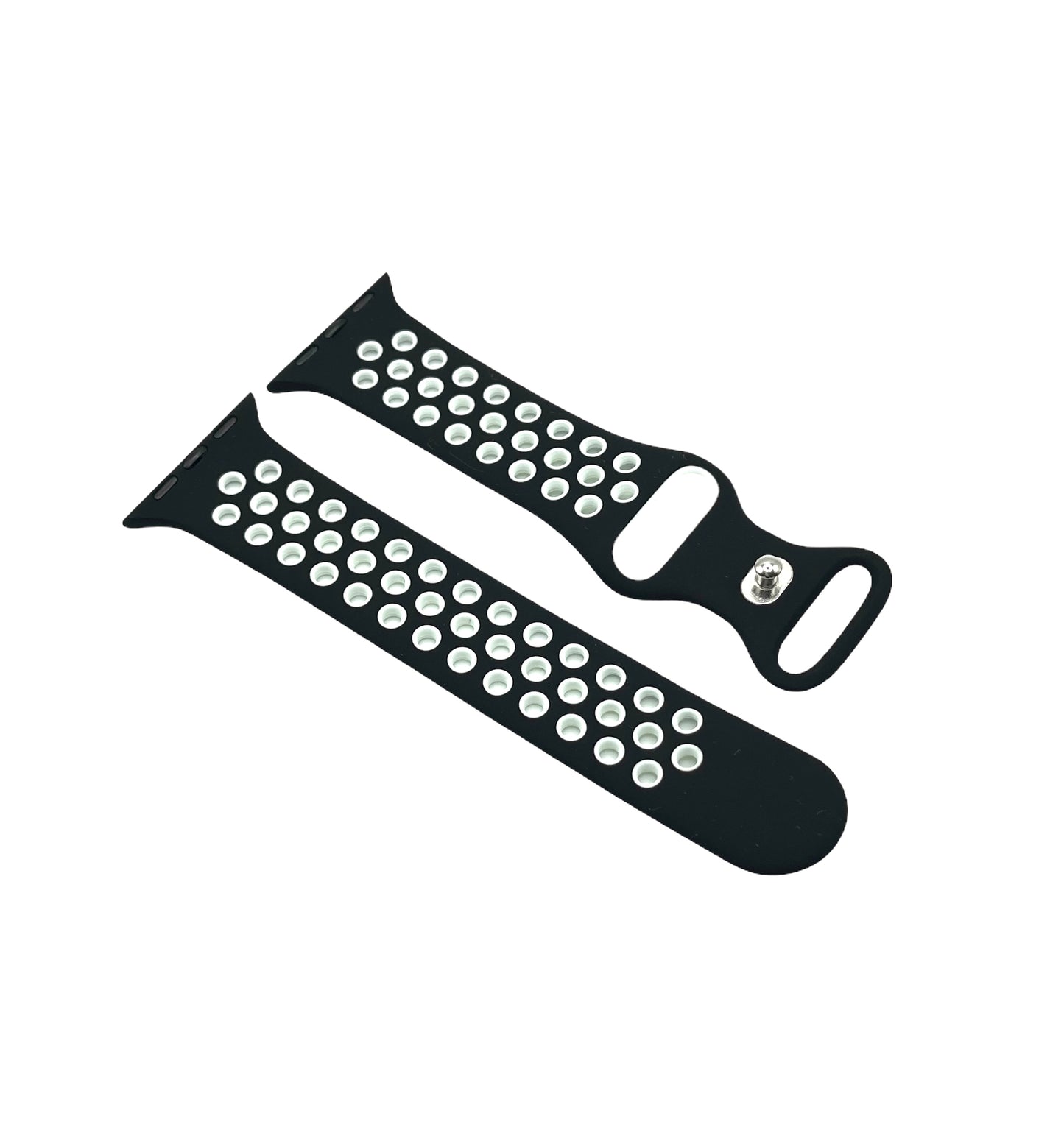 Sports Style Silicone Watch Strap - Black/White (38-41mm)