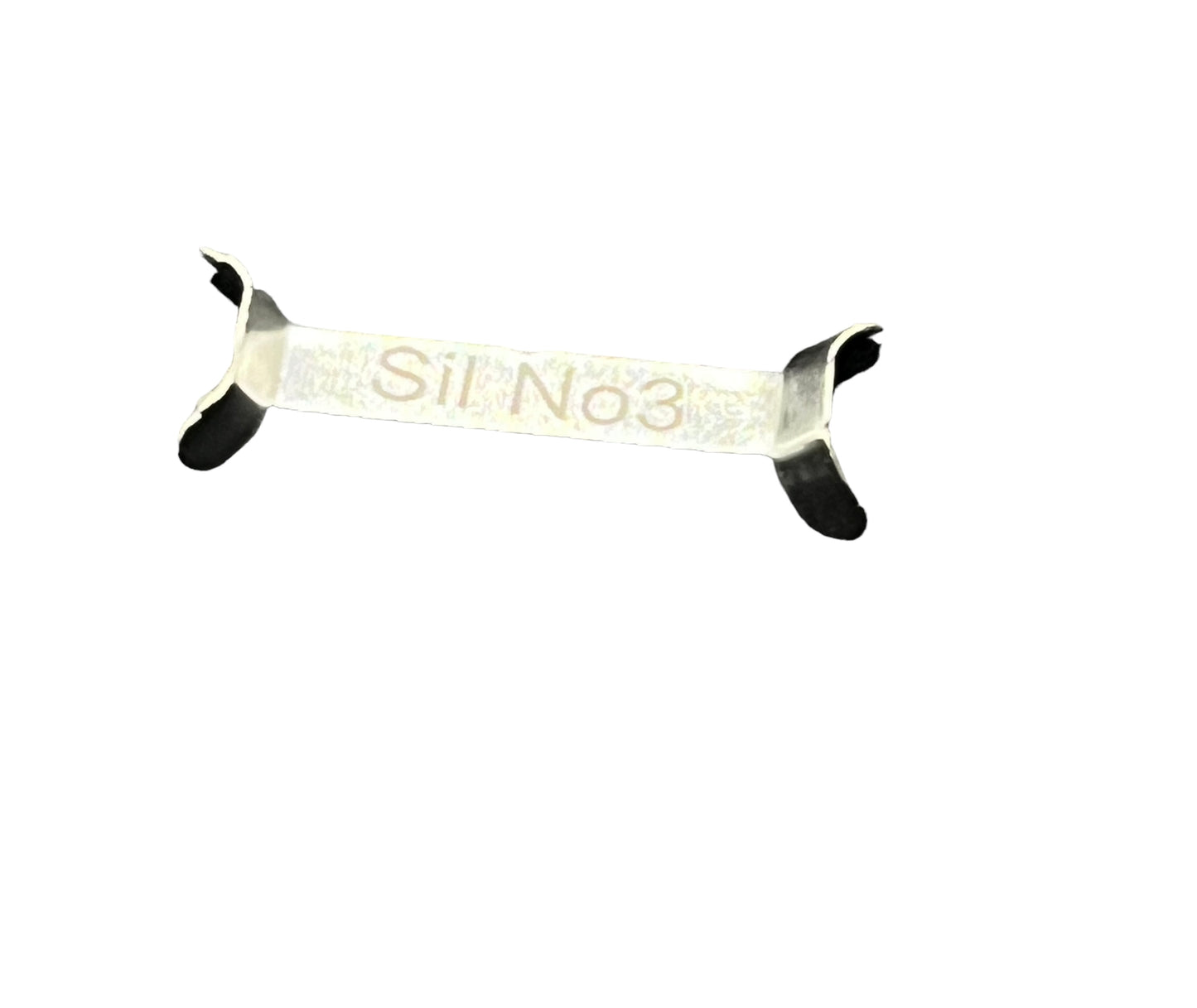 A silver ring clip marked with 'SIL NØ3' on a white background.