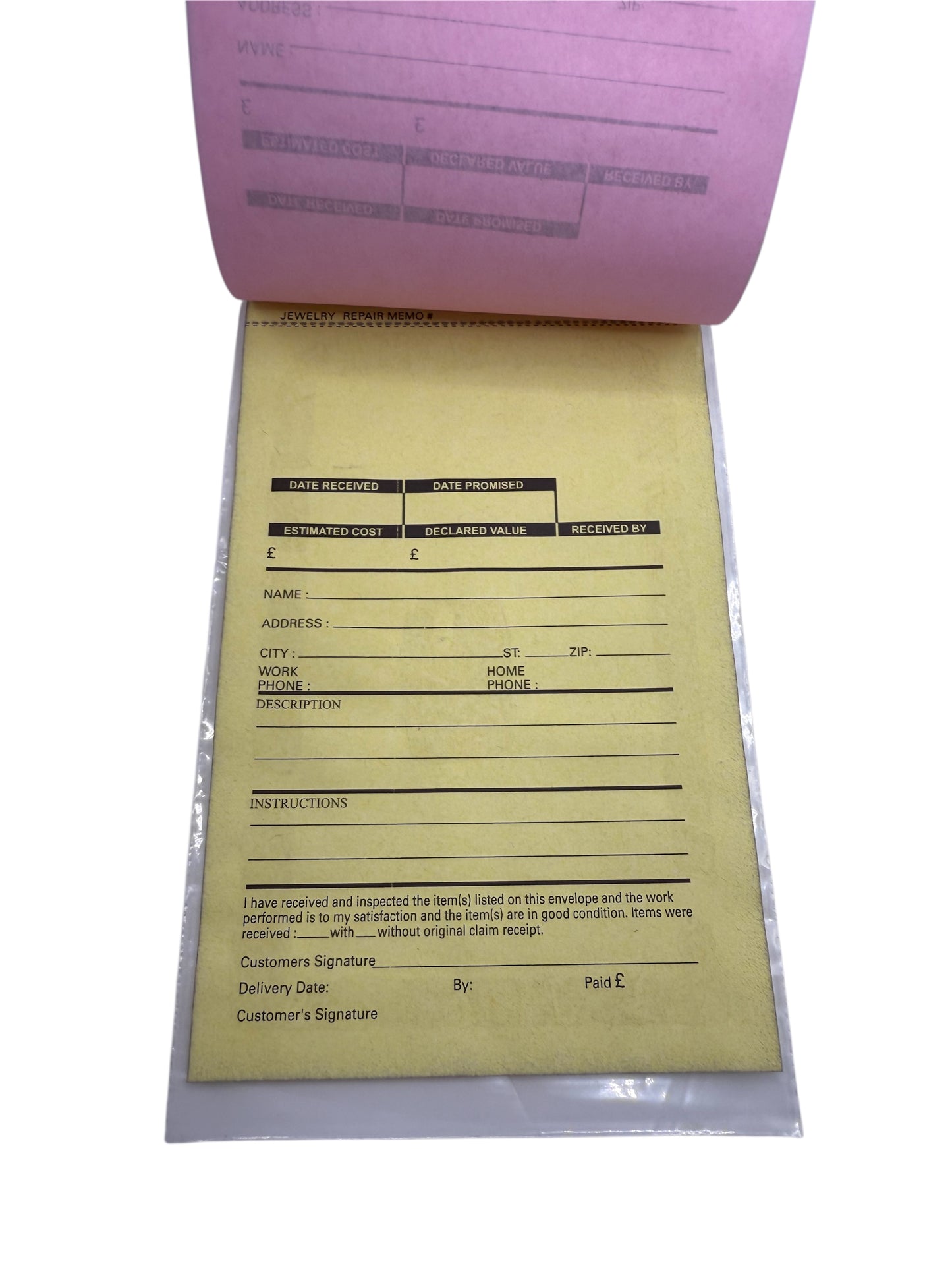 Yellow Copy of repair memo