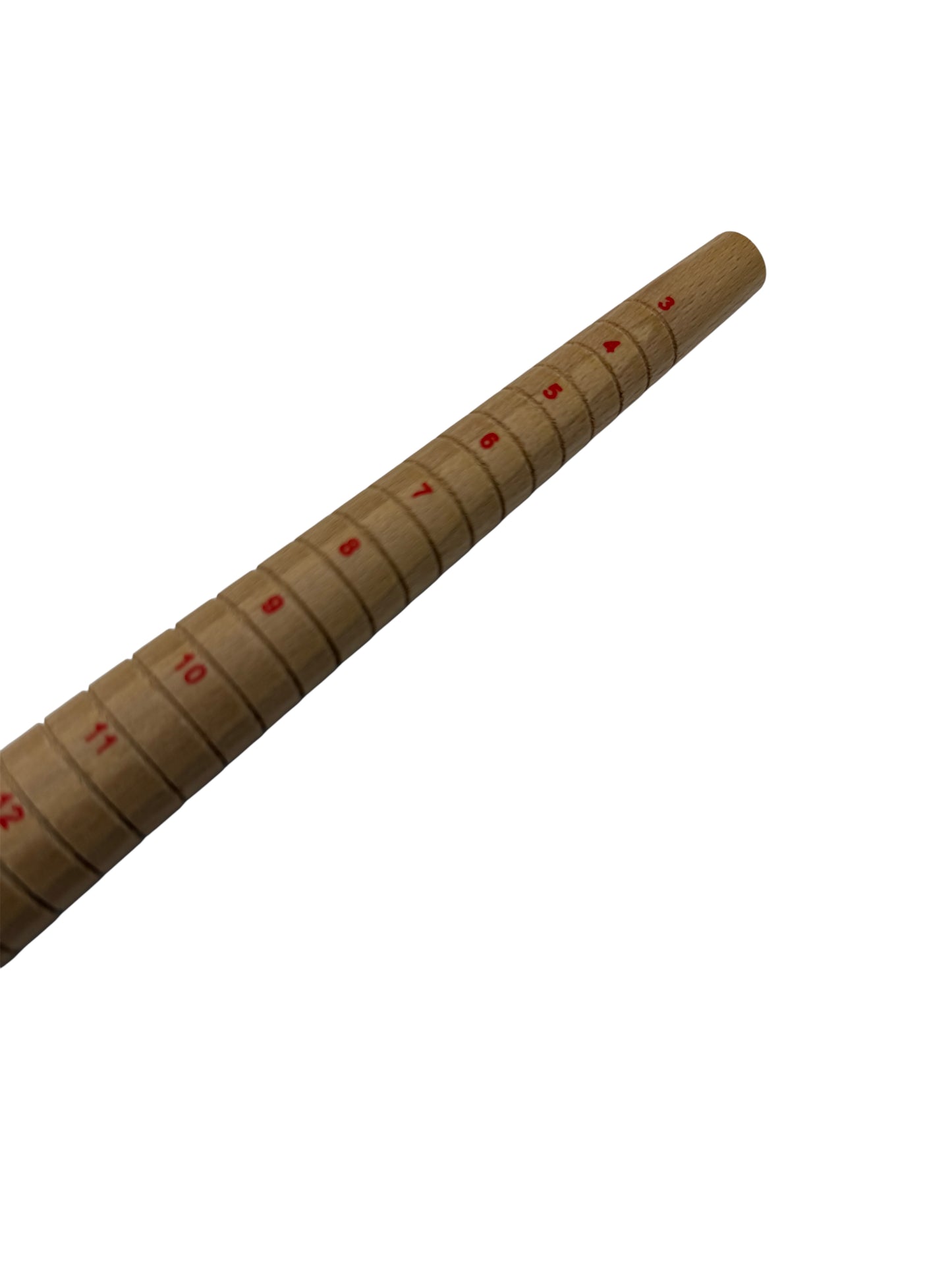 Close up of sizing - wood ring stick