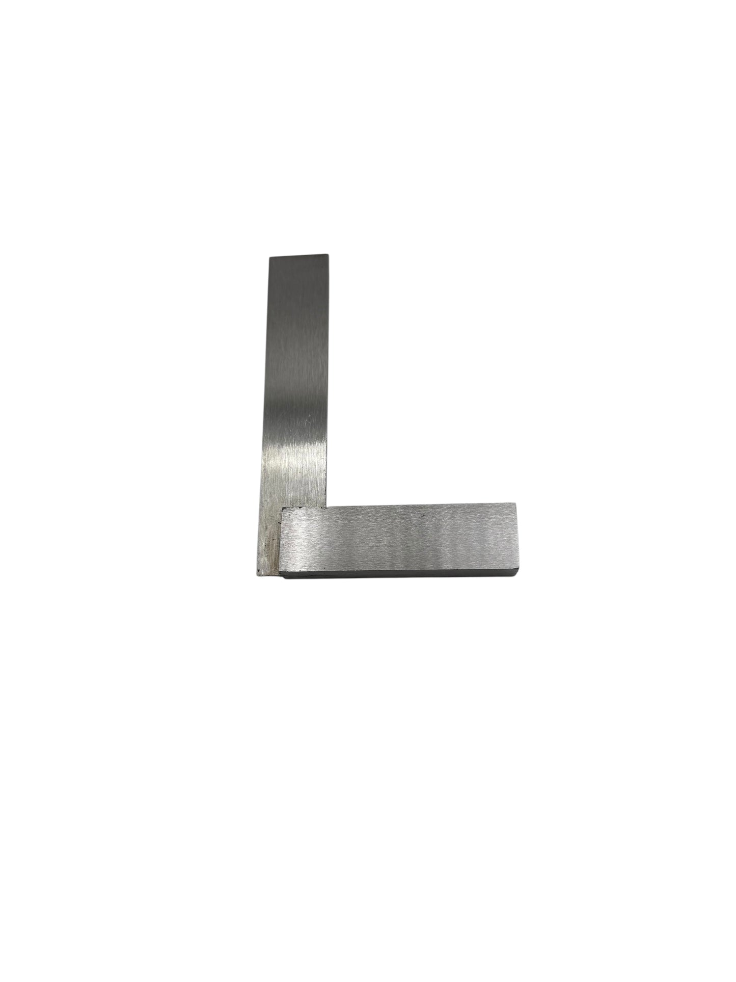 Metal L-shaped tool on a white background