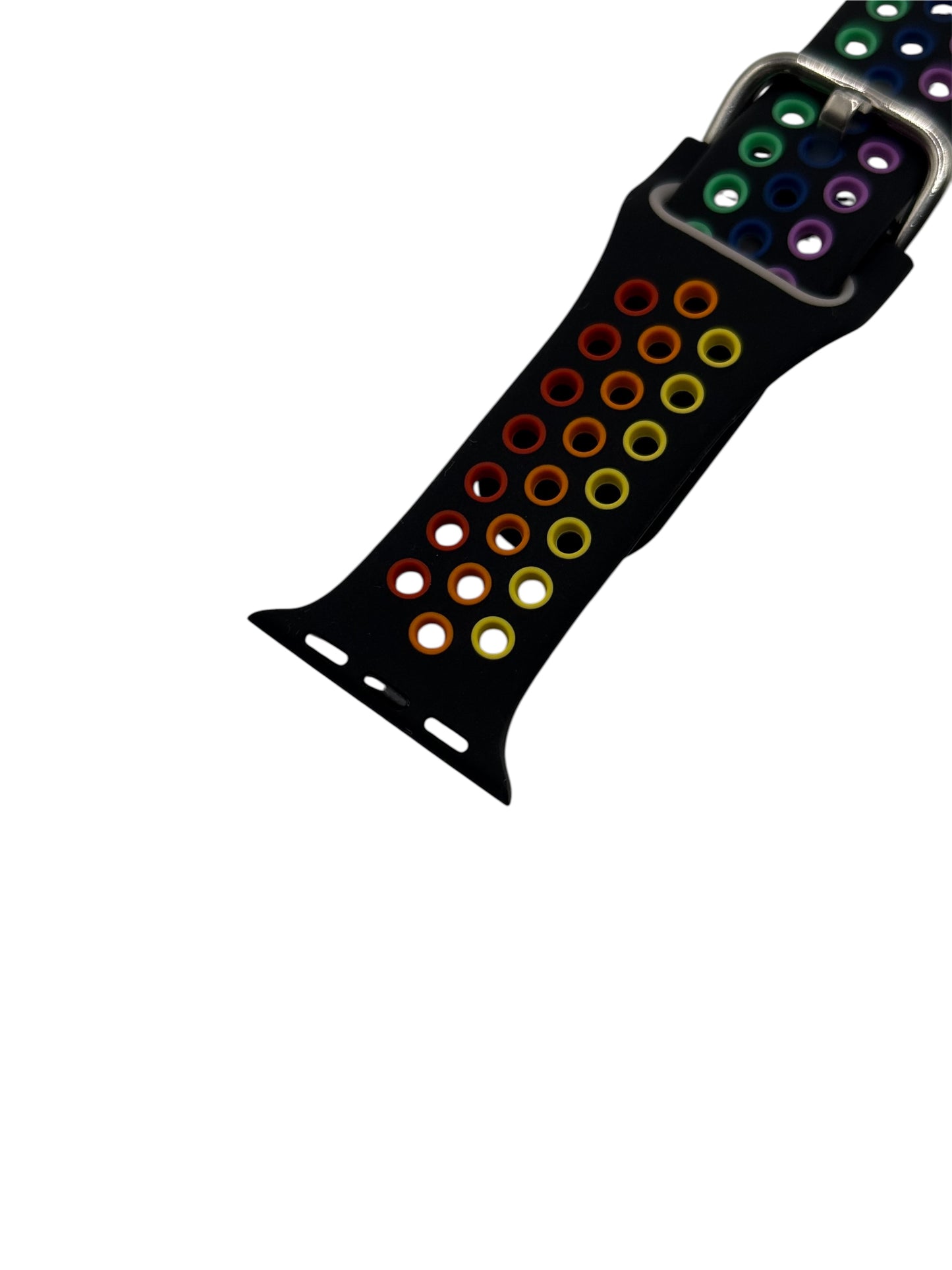 Black Multi-Coloured Silicone Watch Strap – 38–41mm – Compatible with Apple Watch