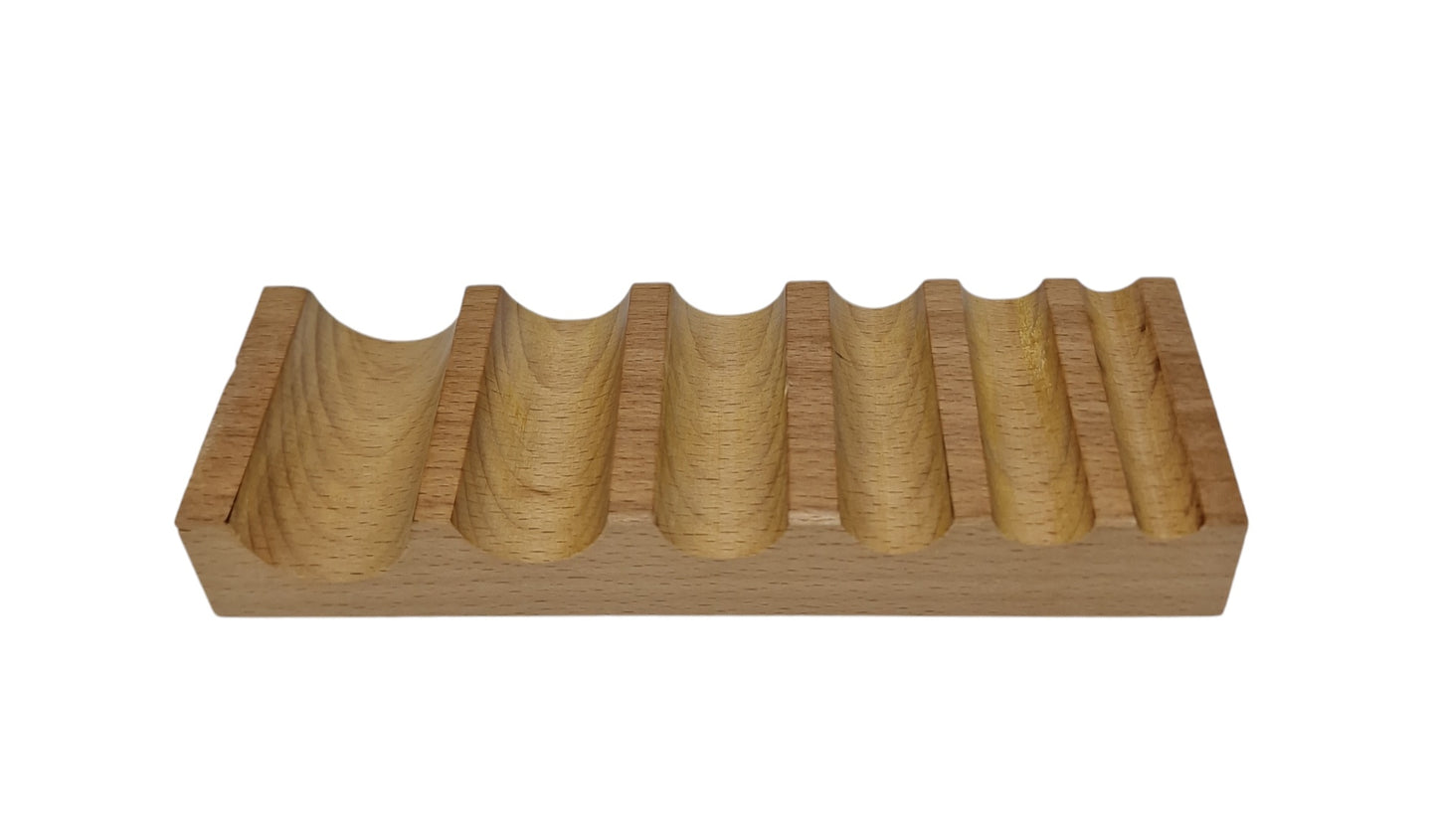 Side view of wooden swage block