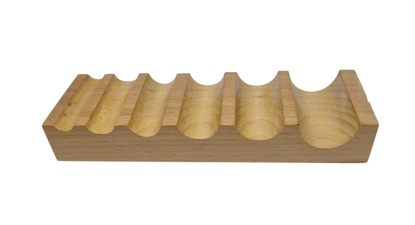 Side view of wooden swage block