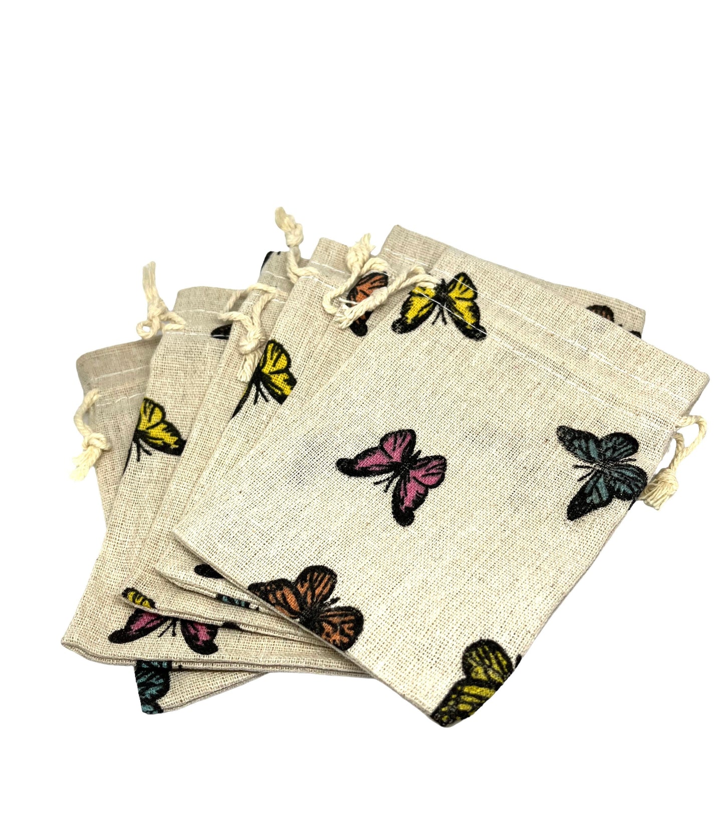 Butterfly Print Drawstring Bag (14x10cm) x 5 Pieces