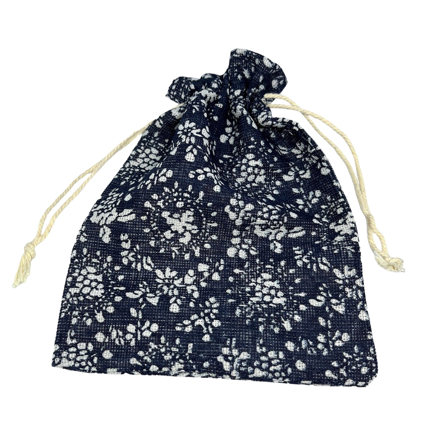 Navy and White Drawstring Bags - 18x13cm x6 Pieces