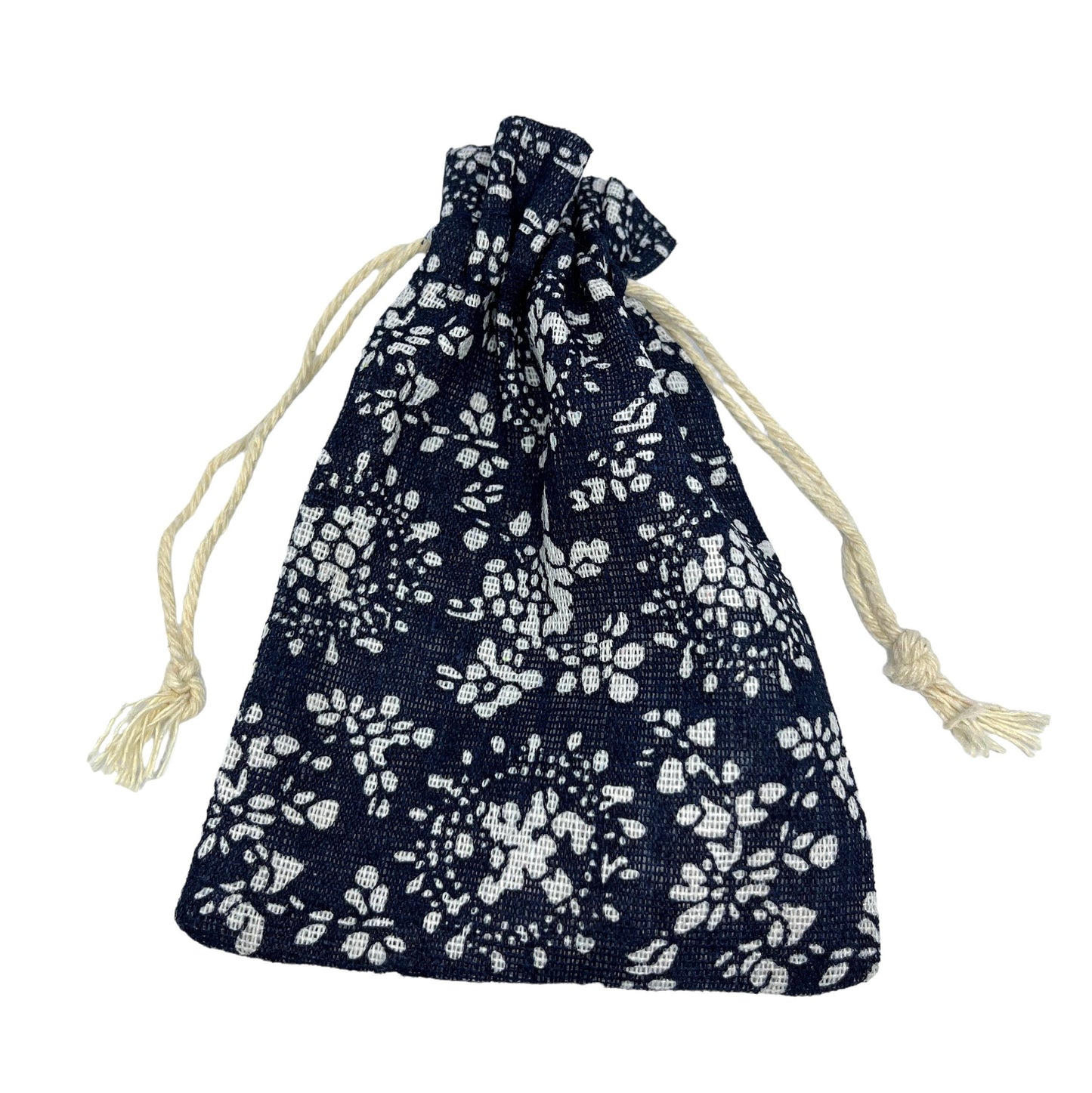 Navy and White Drawstring Bag - 14x10cm x6 Pieces