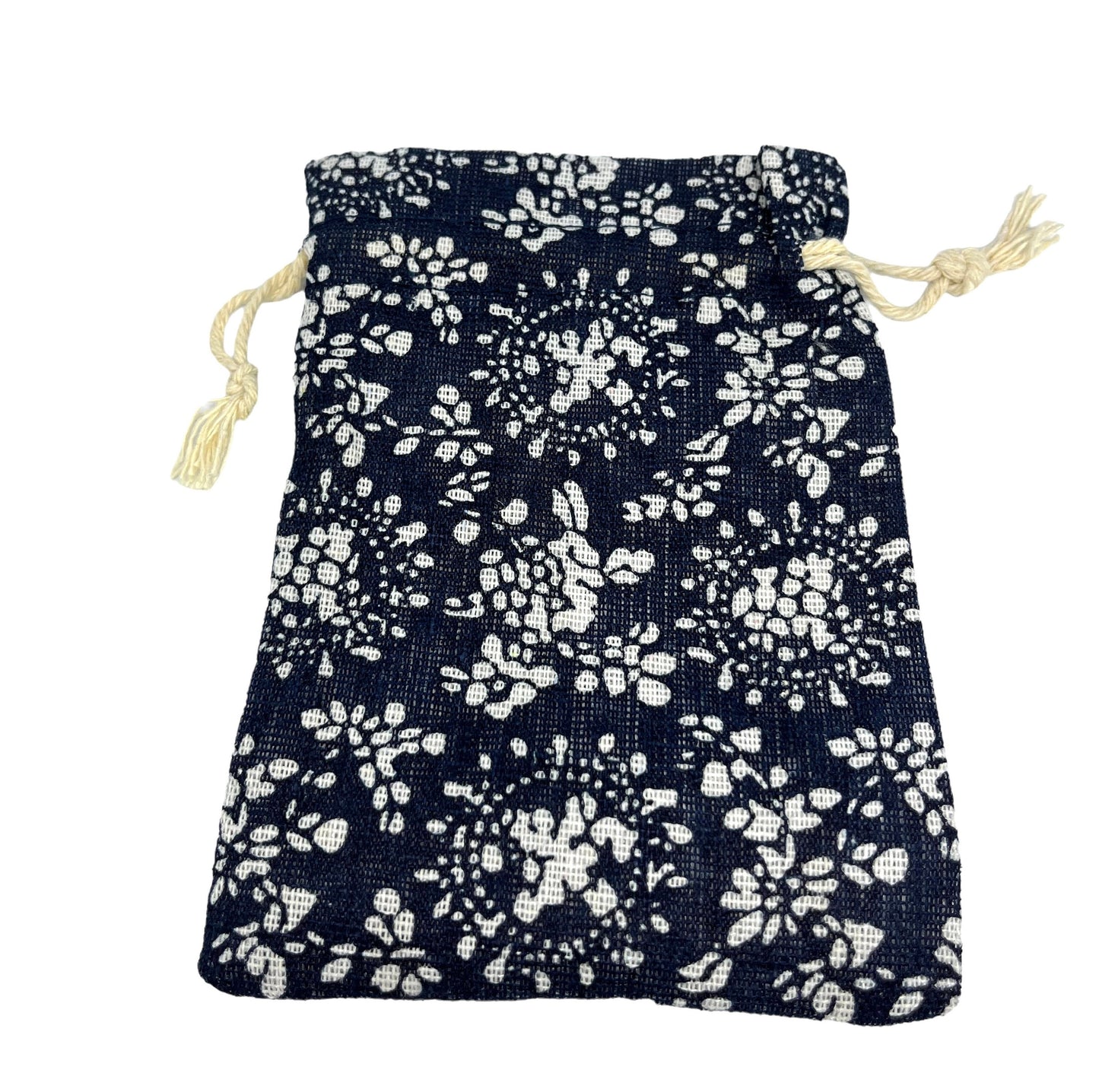 Navy and White Drawstring Bag - 14x10cm x6 Pieces