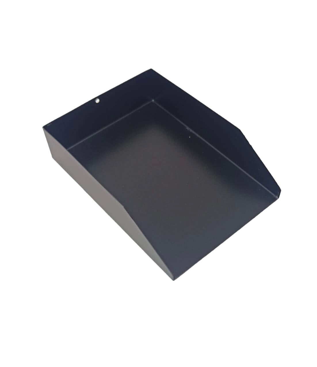 A rectangular, titanium-look diamond shovel or scoop without handles.