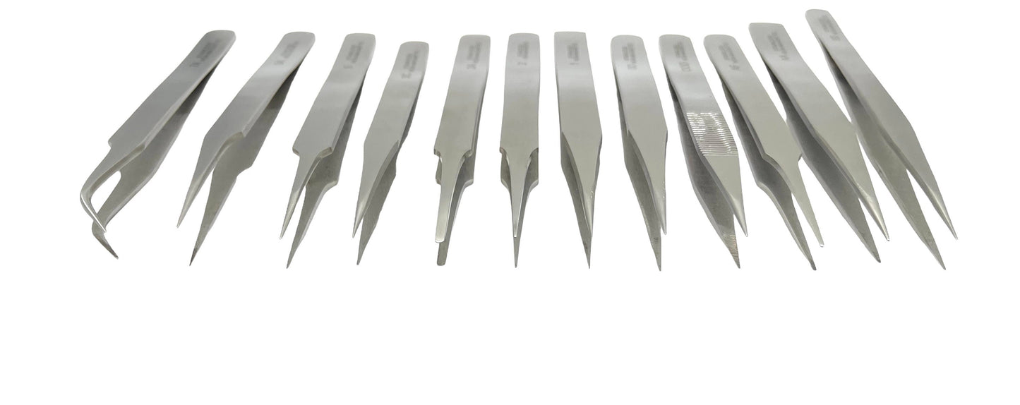 Front view of a set of tweezers