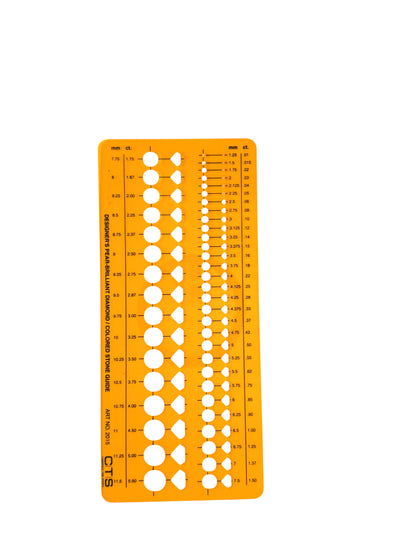Orange ruler with measurement markings on a white background