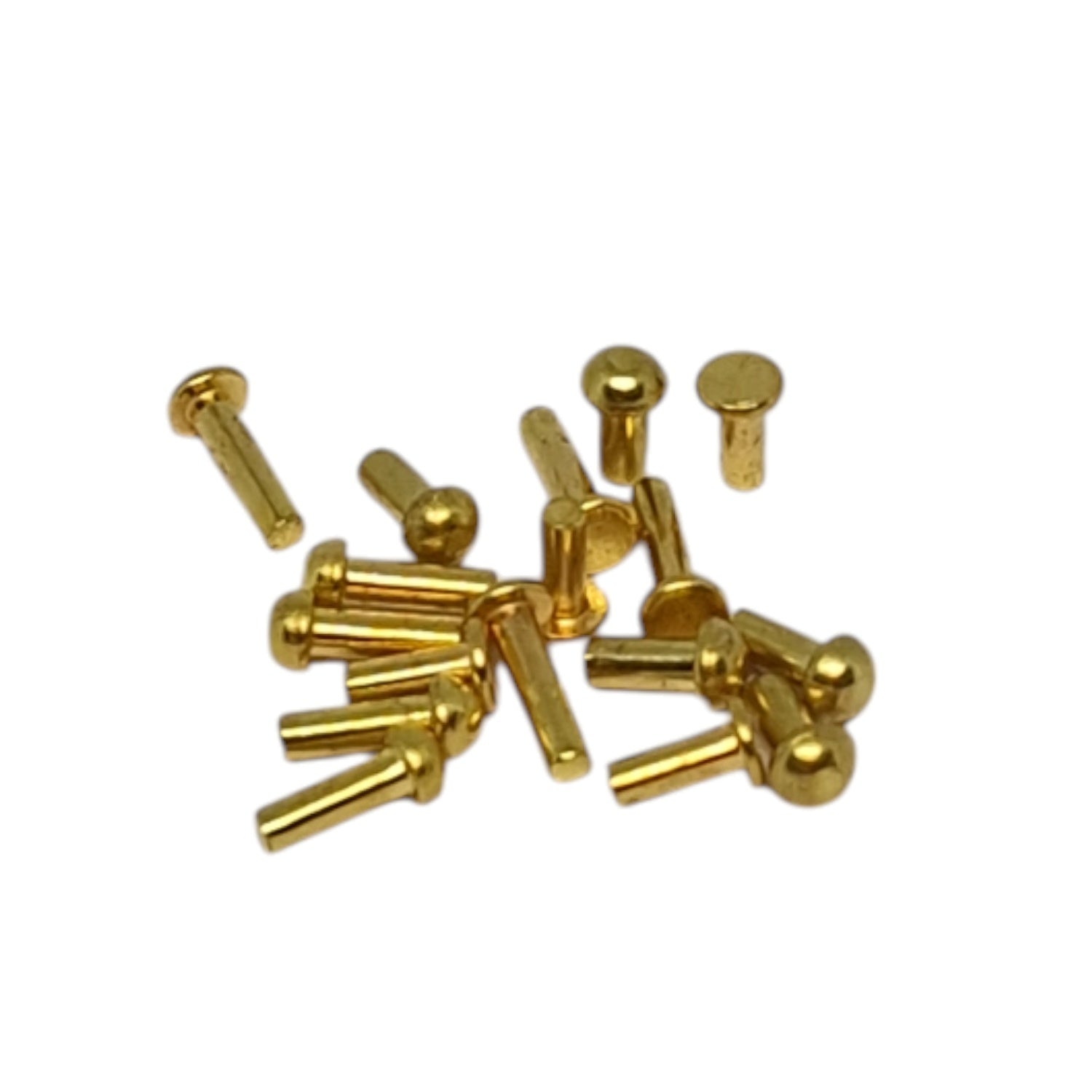Gold rivets on a white background