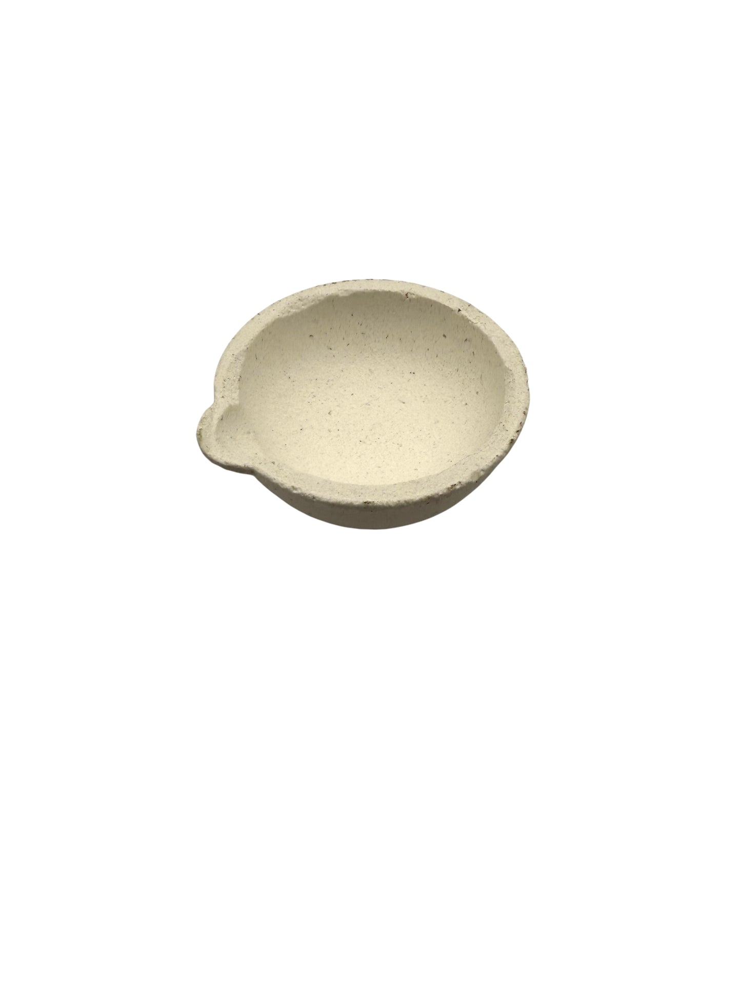 Round crucible on white background