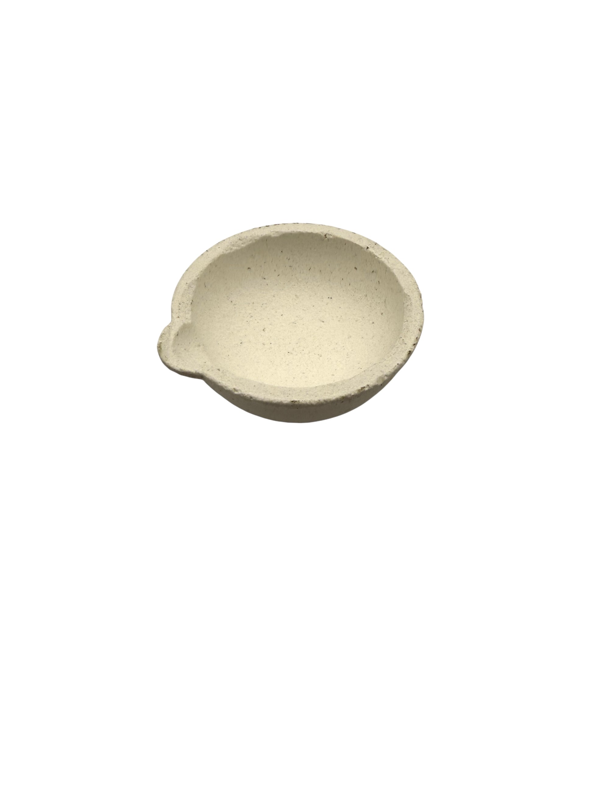 Round crucible on white background