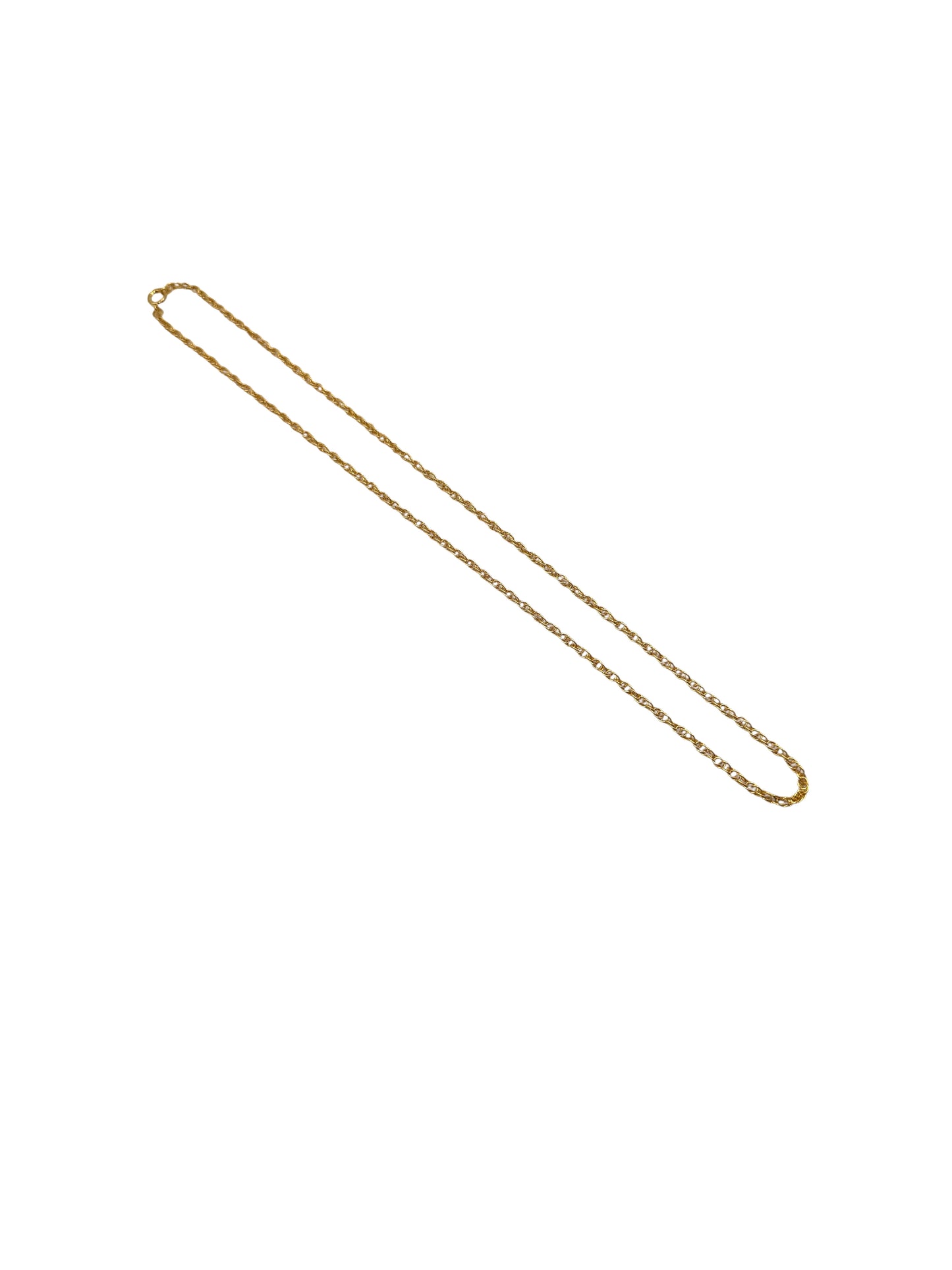 Gold chain necklace on a white background