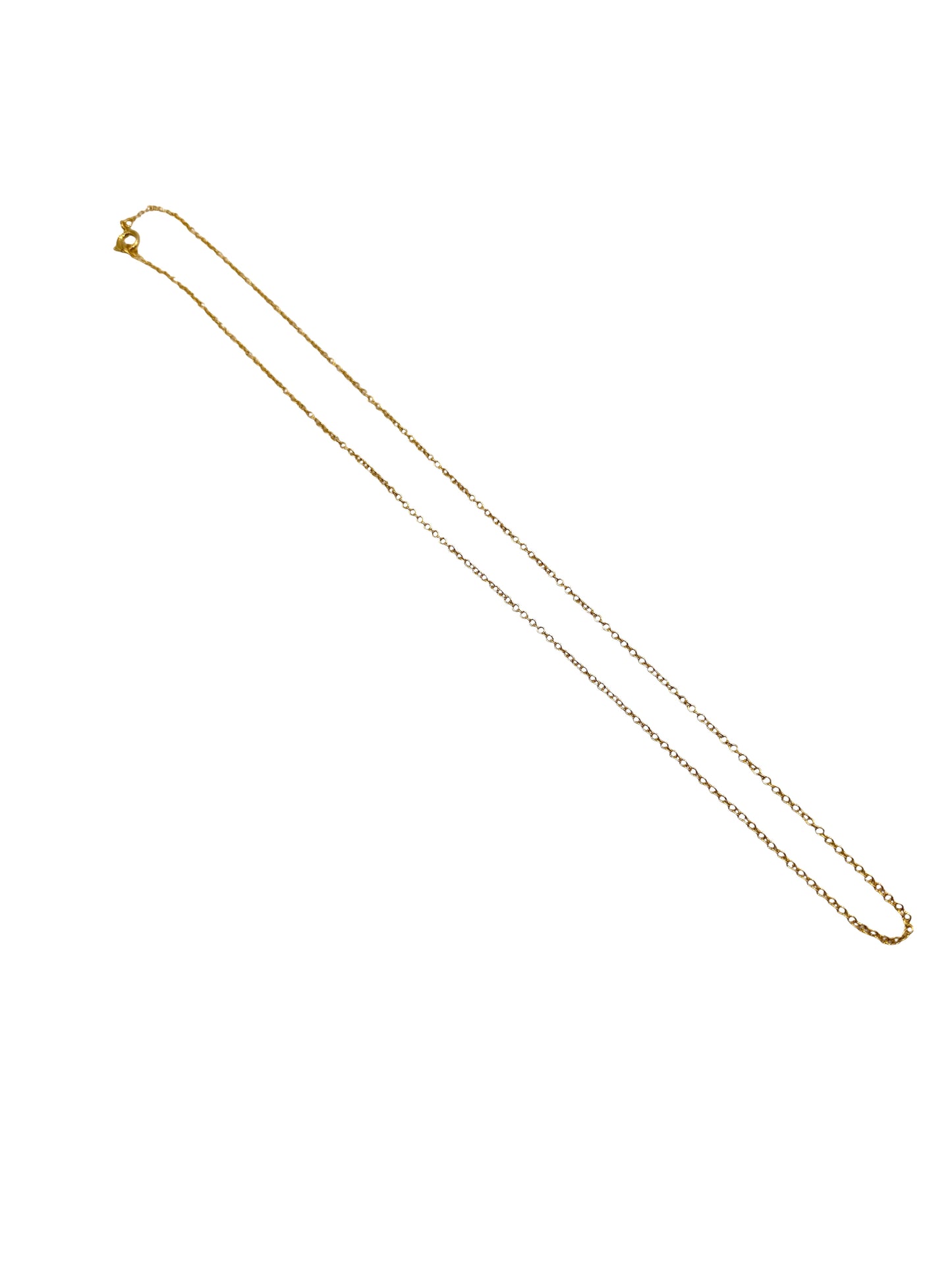 Gold chain necklace on a white background