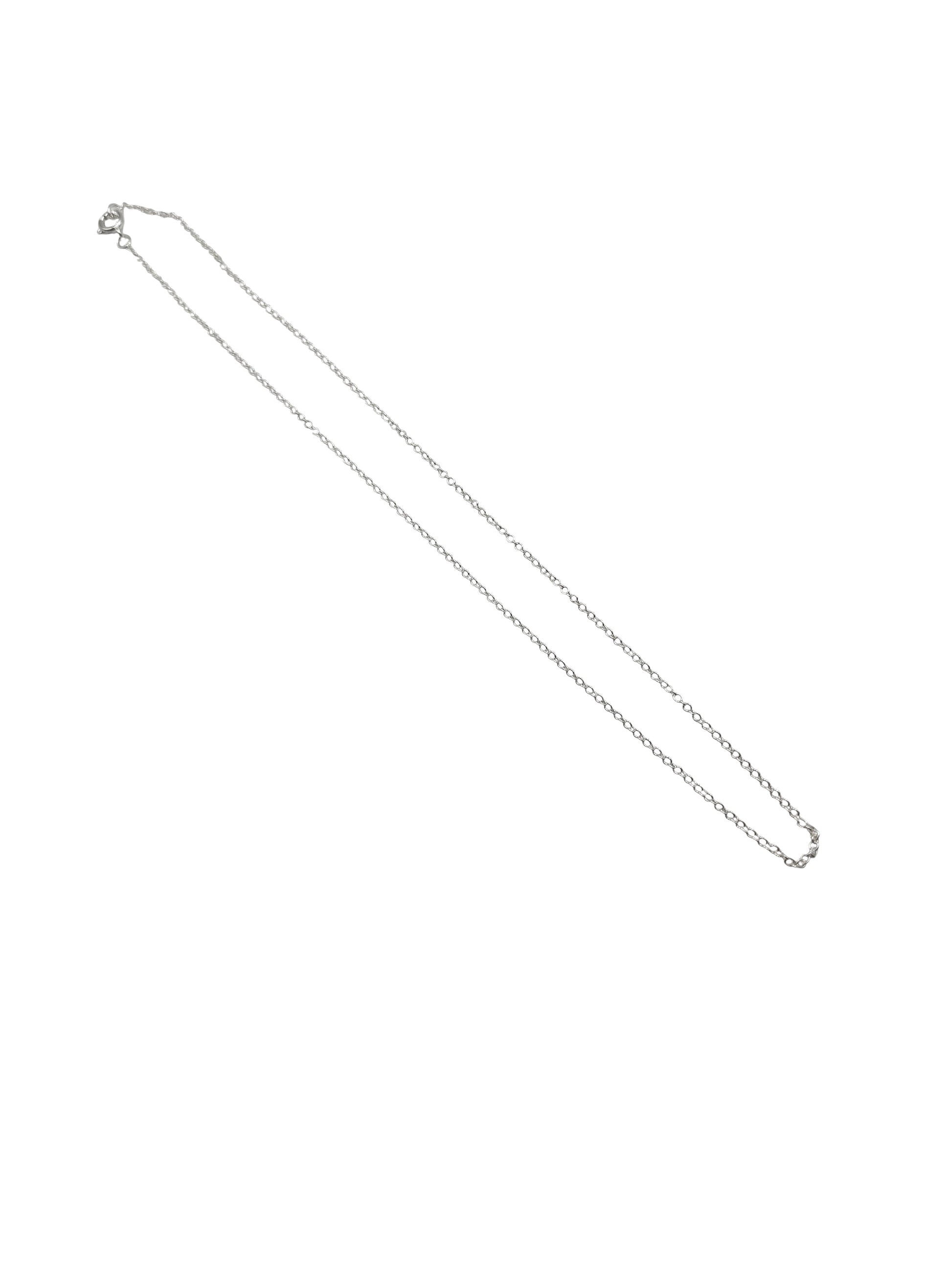 Silver necklace on a white background