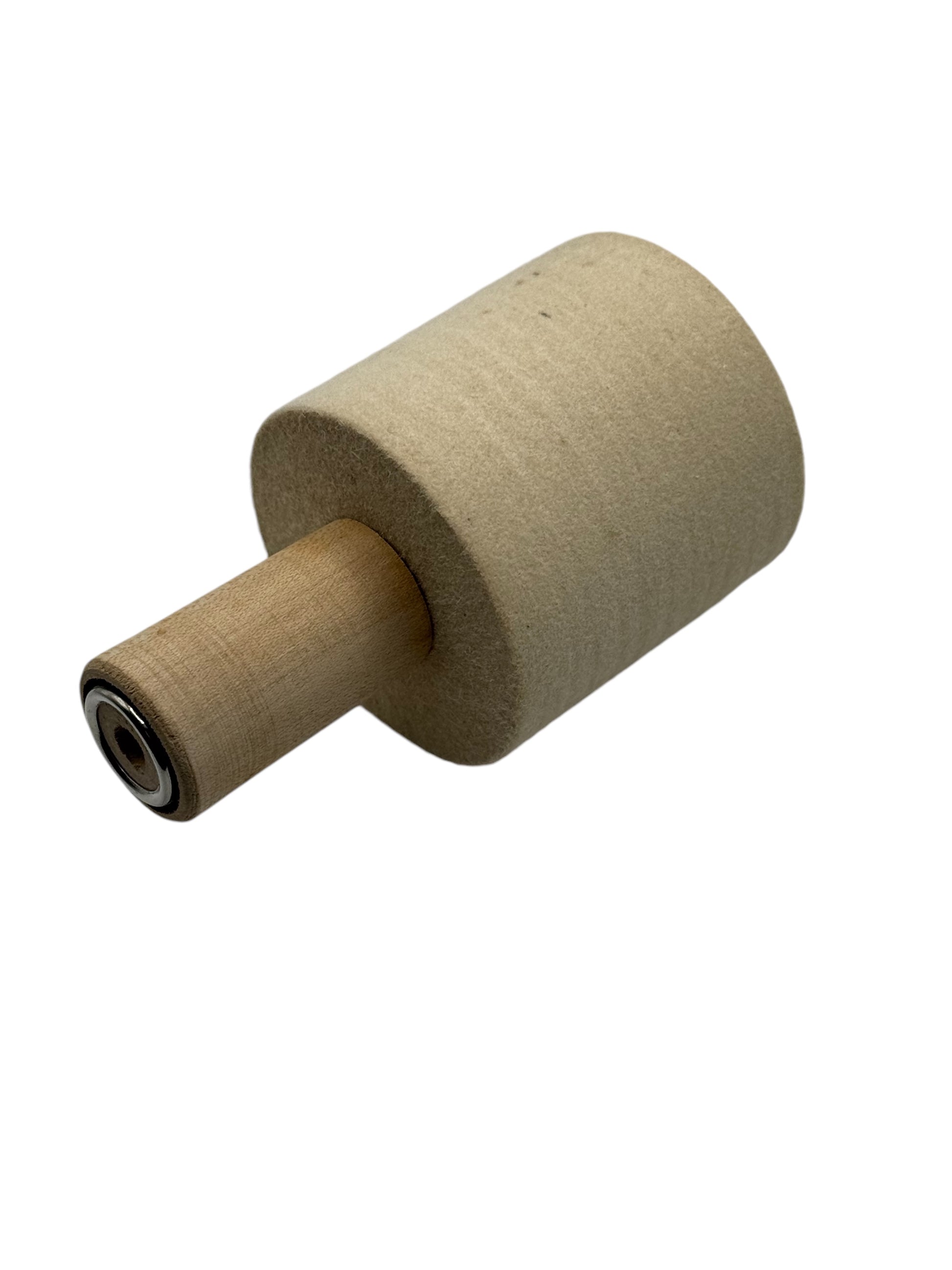 Felt wheel on wooden taper