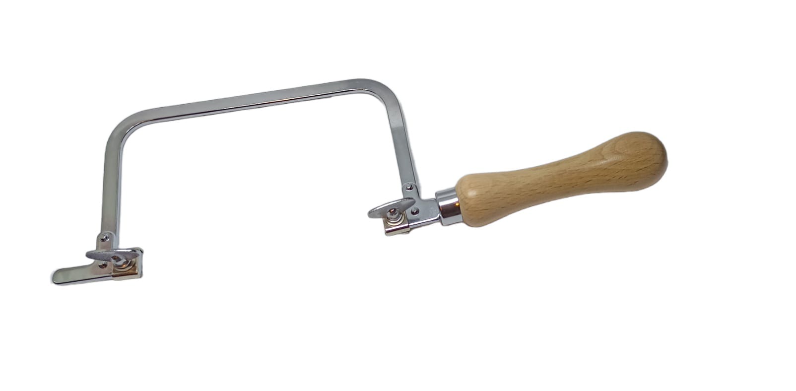 Hand saw with a wooden handle on a white background