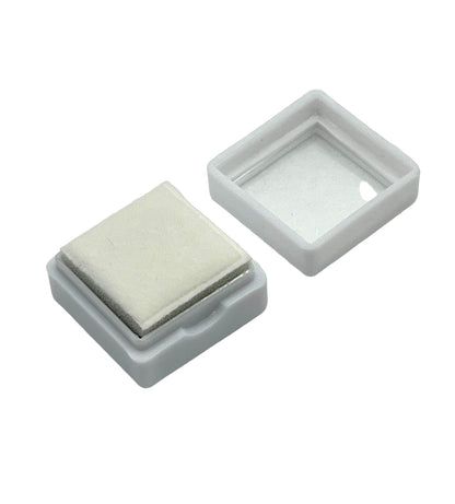 Gemstone Display Boxes x10 – 3 x 3cm Plastic Gem Boxes with Reversible Black & White Foam Inserts