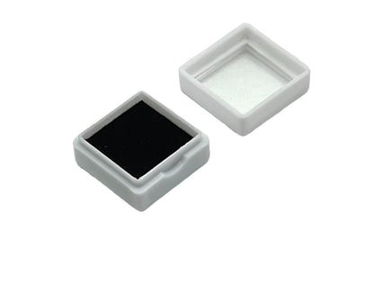 Gemstone Display Boxes x10 – 3 x 3cm Plastic Gem Boxes with Reversible Black & White Foam Inserts