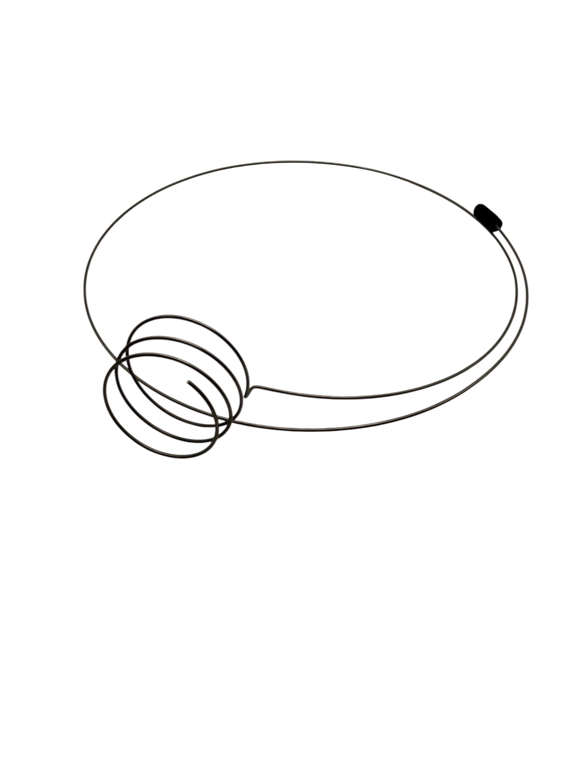 Steel wire eyeglass holder on white background

