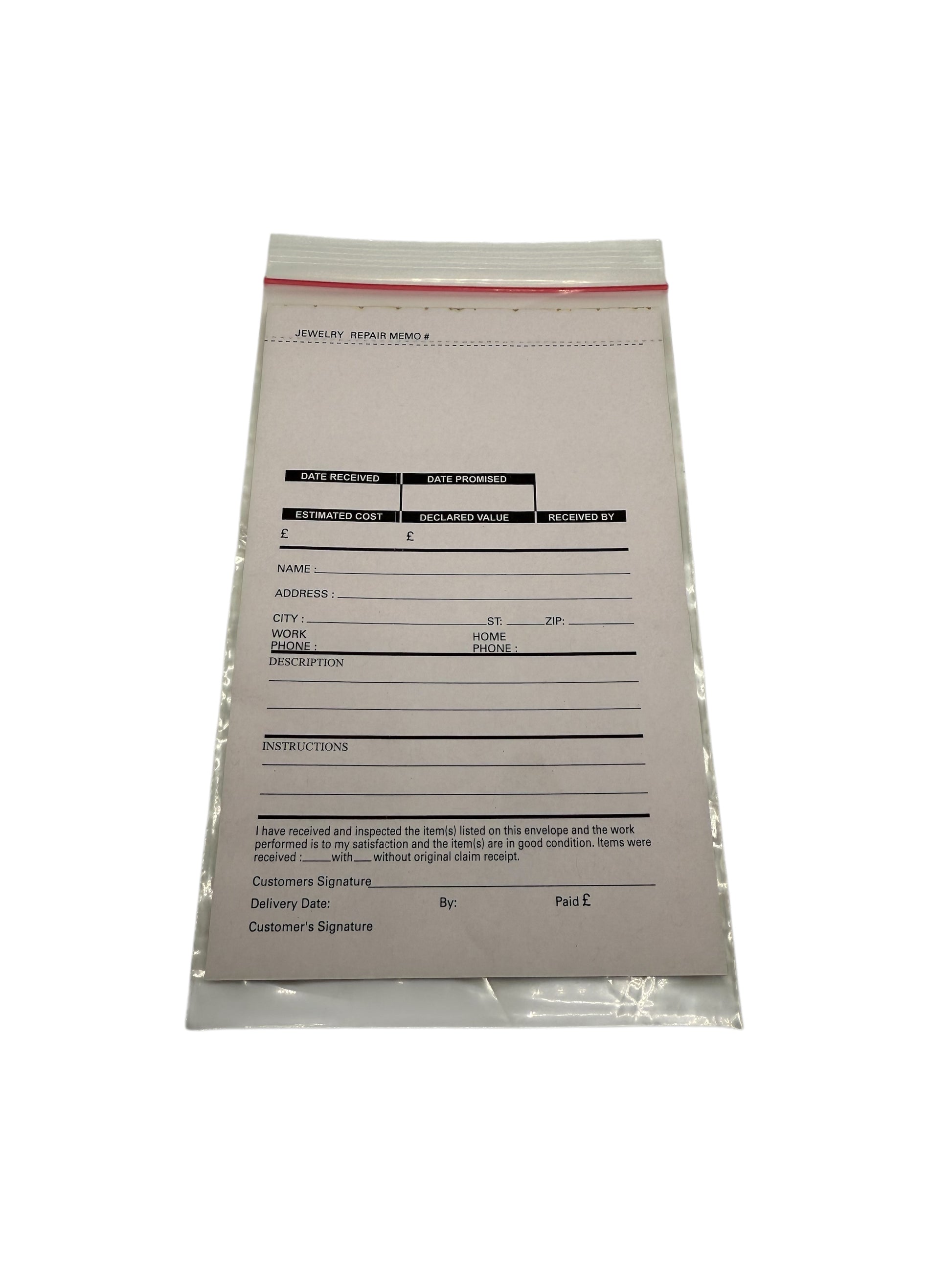 Jewellery repair memo