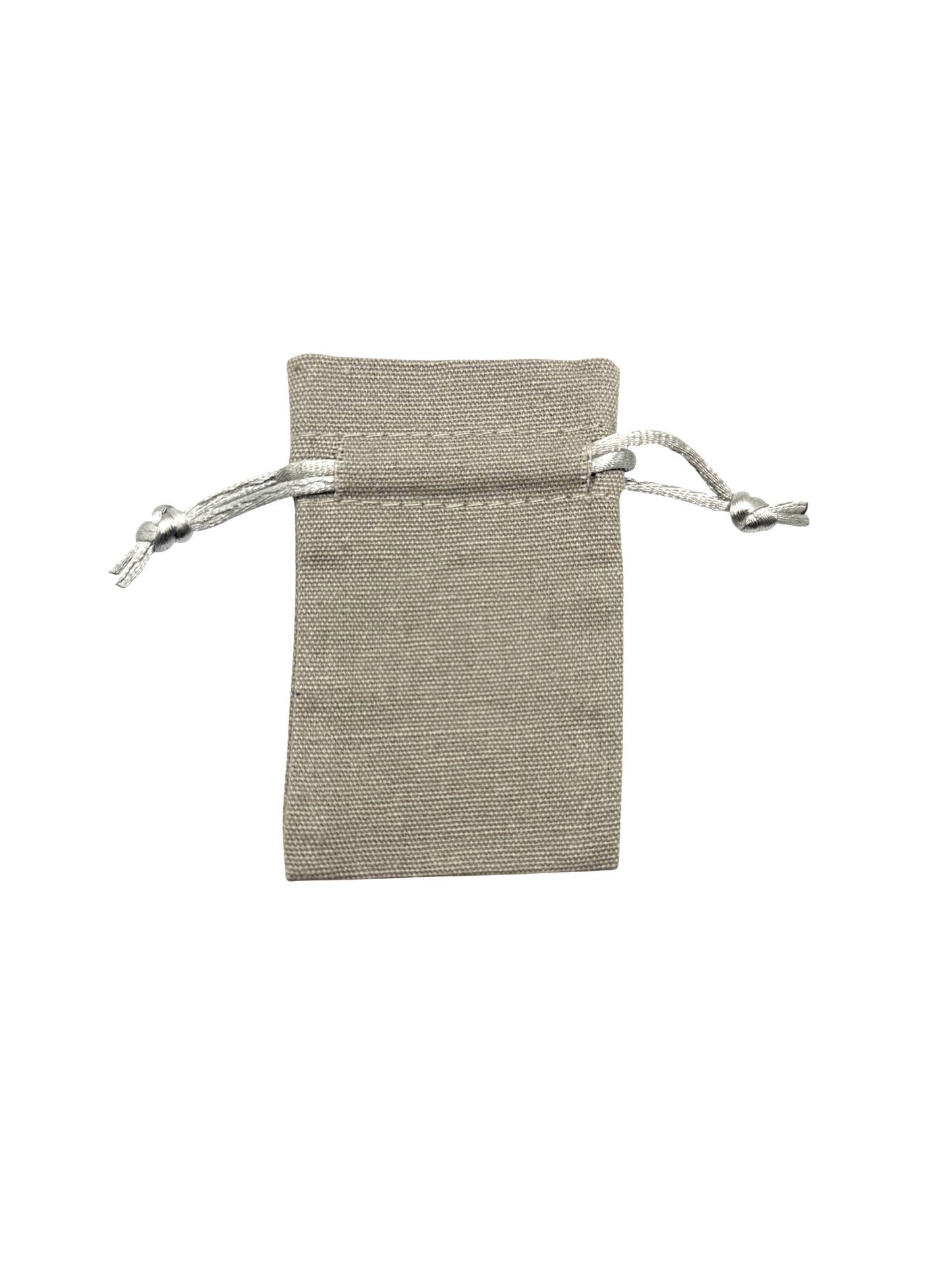 Small grey cotton drawstring bag with natural cord closure – eco-friendly fabric pouch”