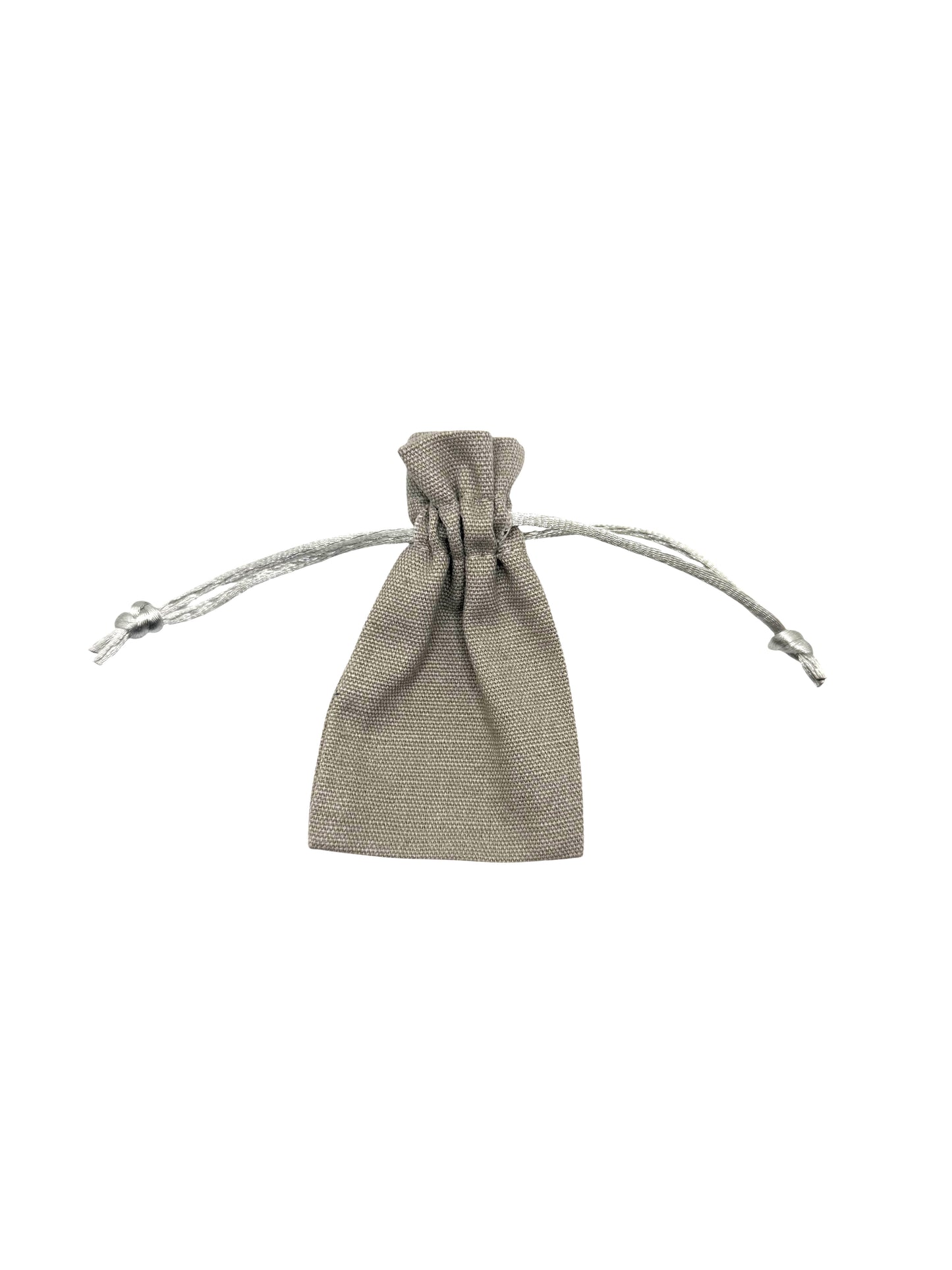 Reusable grey cotton gift bag – ideal for jewellery, favours or samples - drawstrings pulled tight