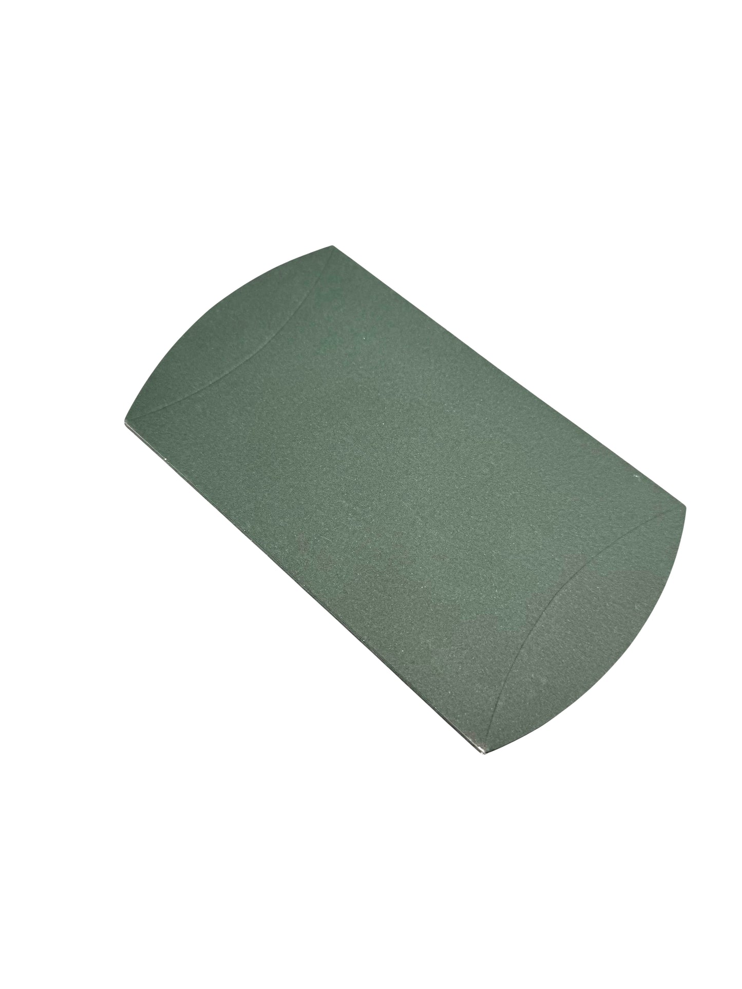 “Medium dark green pillow box with curved edges – eco-friendly flat-pack gift packaging”
