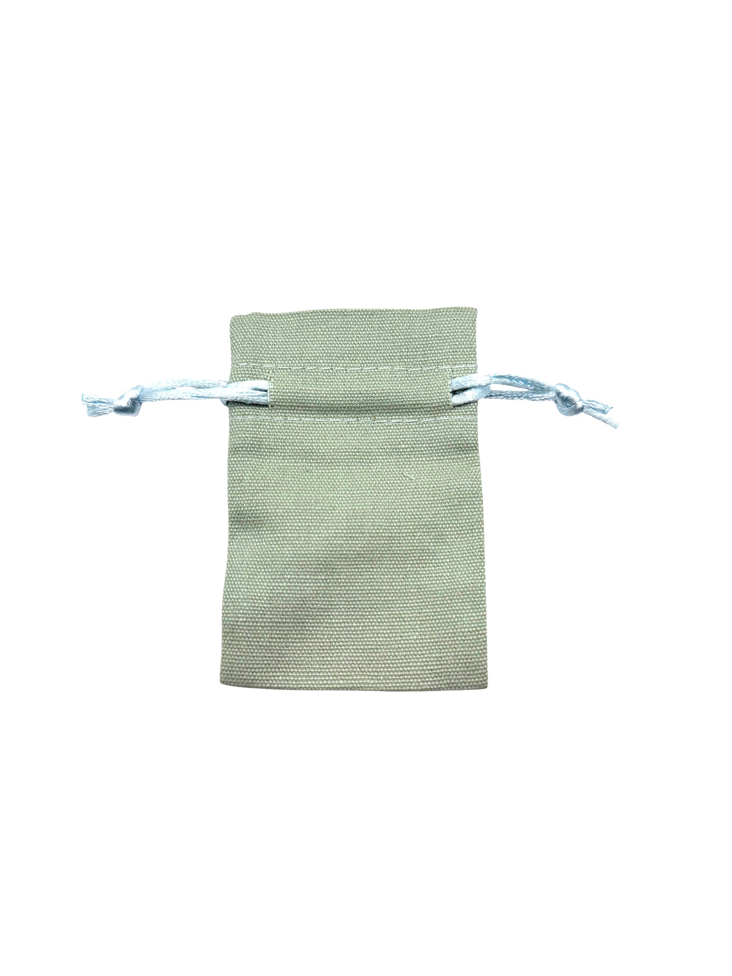 Green drawstring pouch on a white background