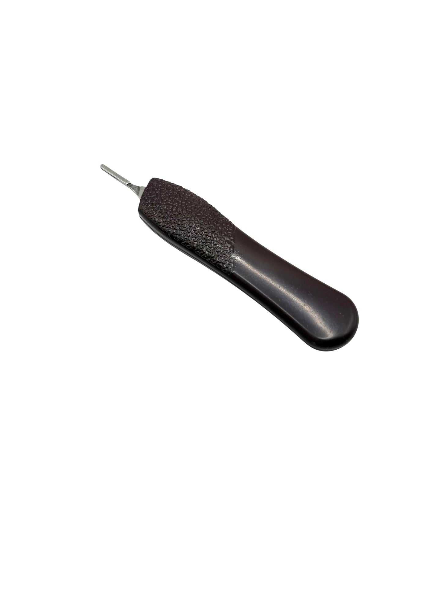 Red scalpel handle on white background