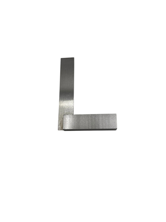 Metal L-shaped tool on a white background