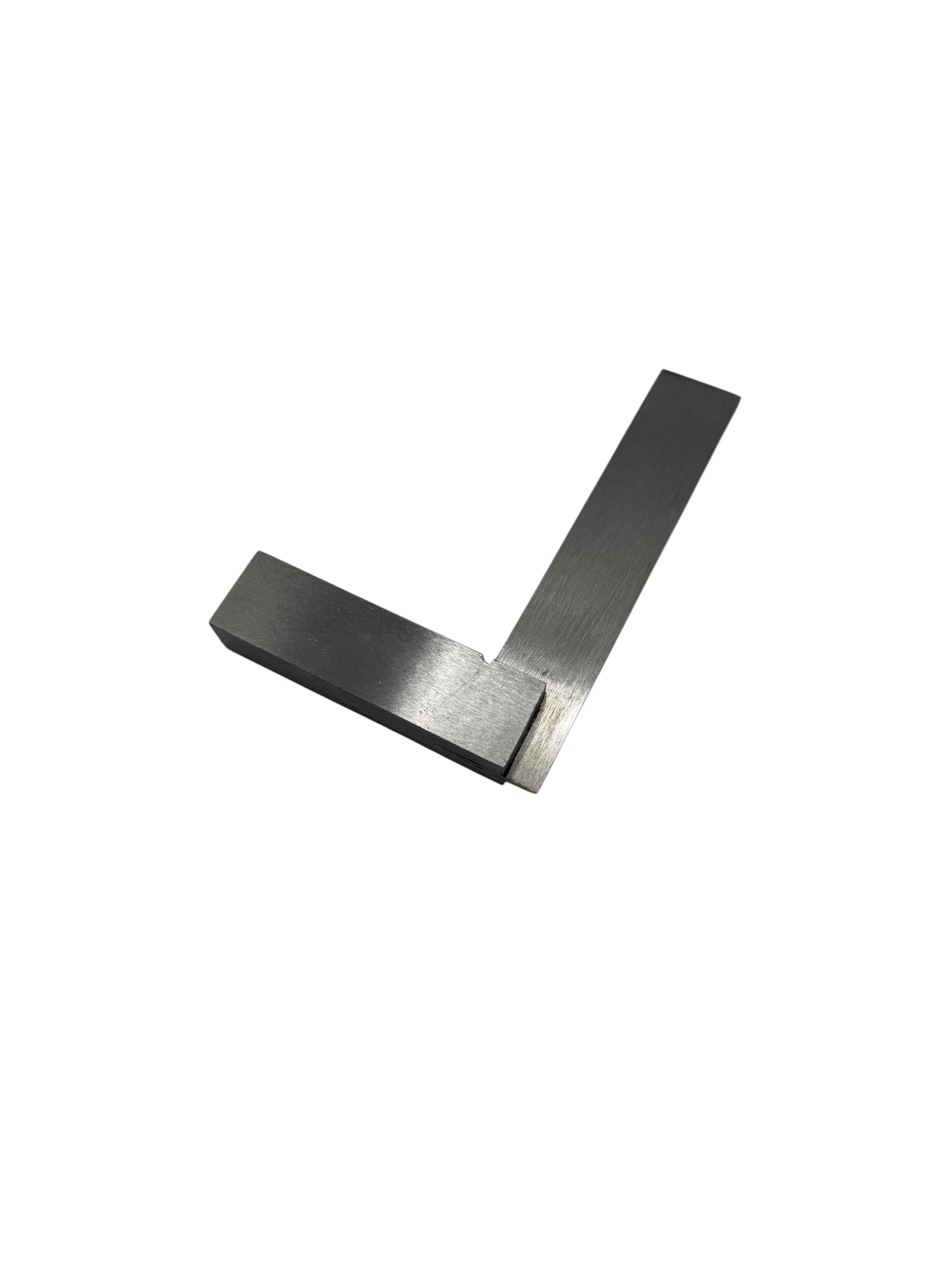 Metal L-shaped tool on a white background
