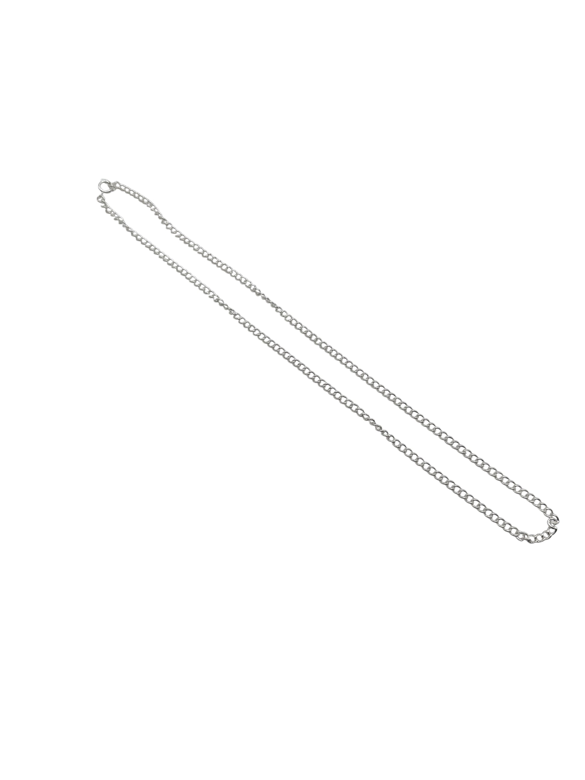 Silver chain necklace on a white background