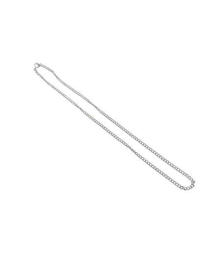 Silver chain necklace on a white background