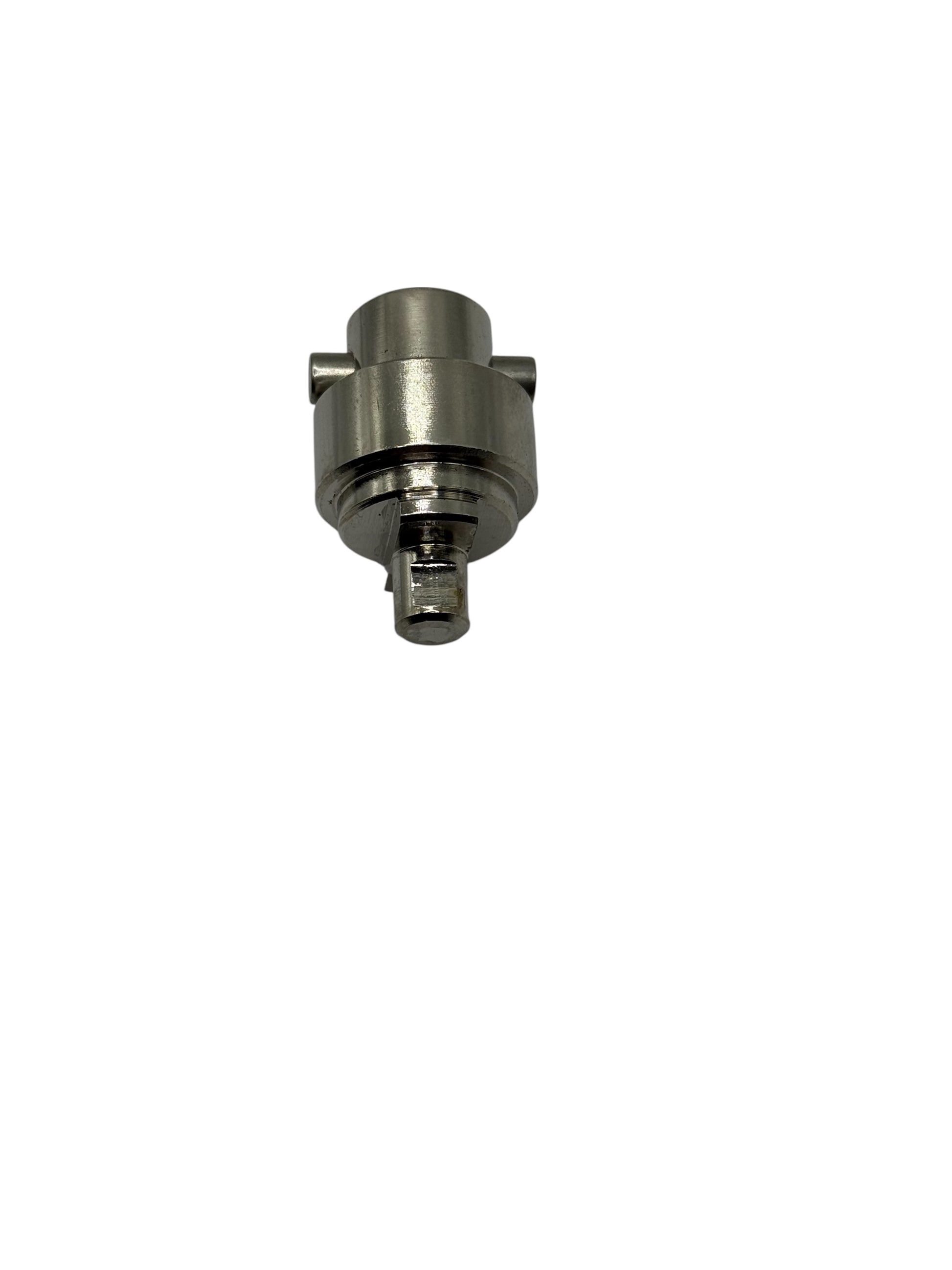 Metallic cylindrical object on a white background