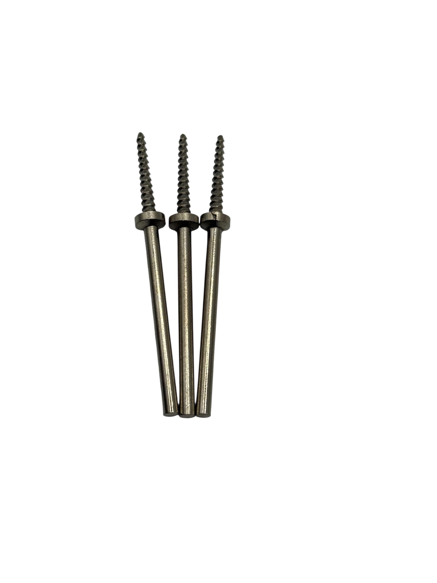 Three metal mandrels on a white background