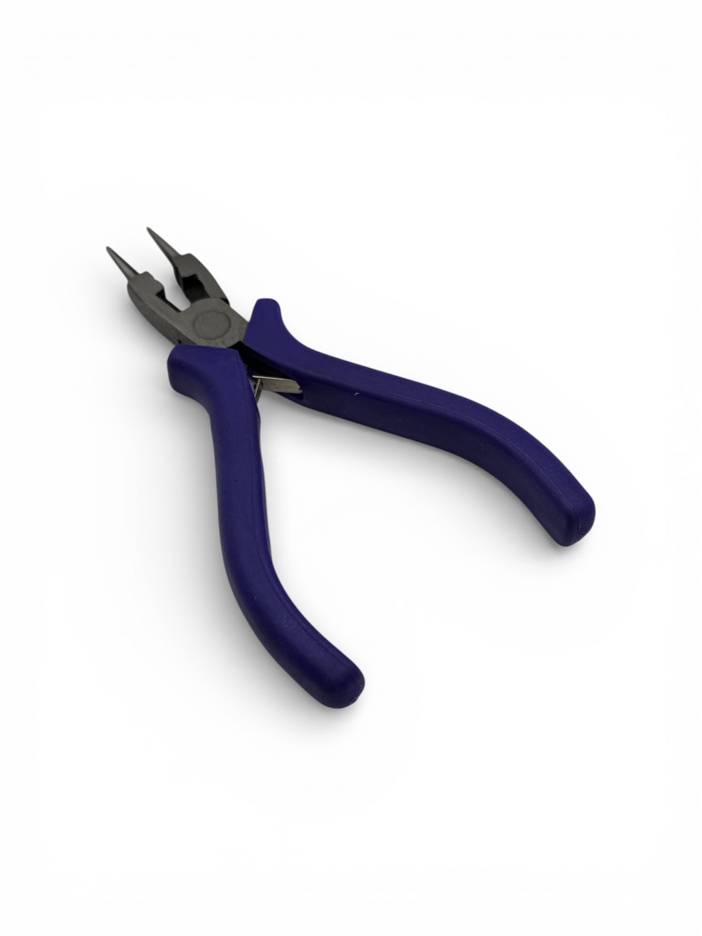 Pair of blue-handled pliers on a white background