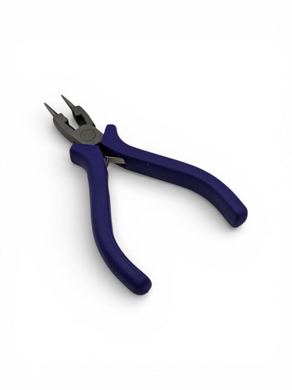 Pair of blue-handled pliers on a white background