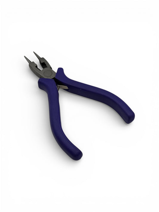 Pair of blue-handled pliers on a white background