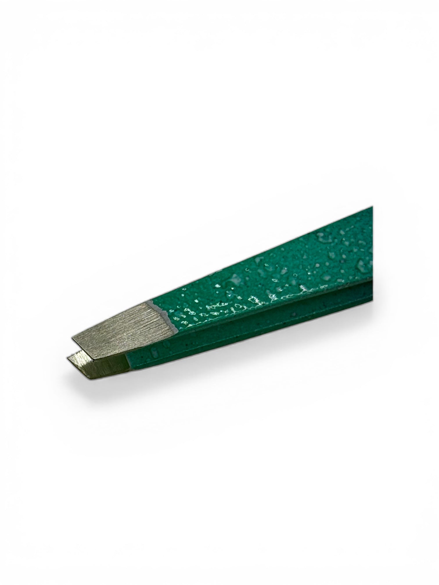 Green metal file on a white background