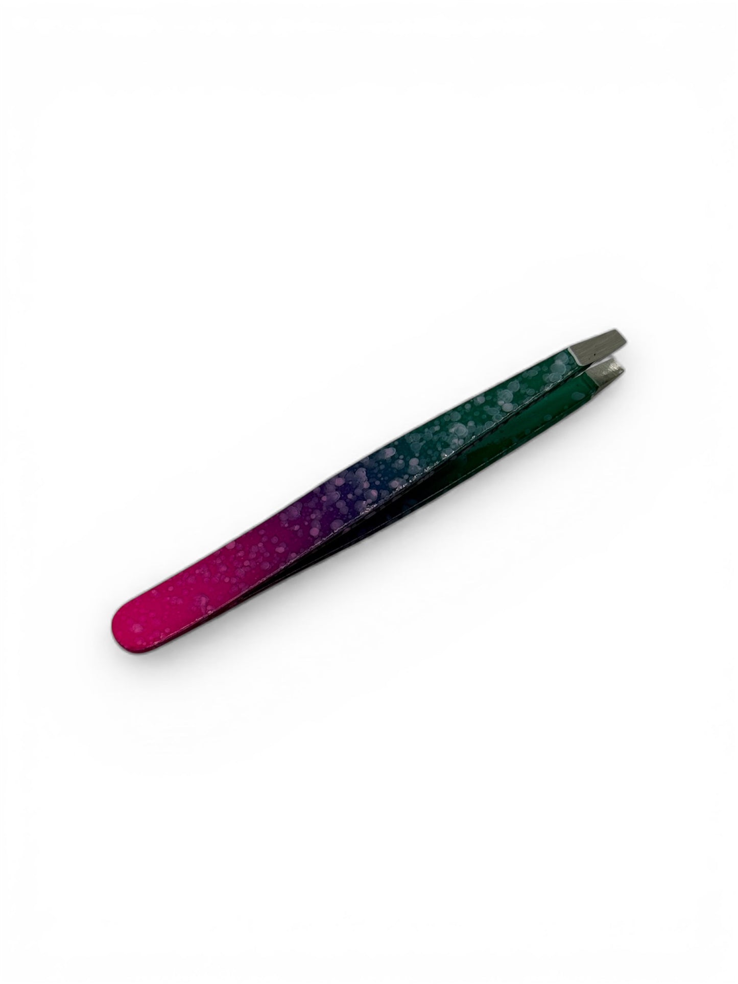 Full picture of straight tipped eyebrow tweezers.