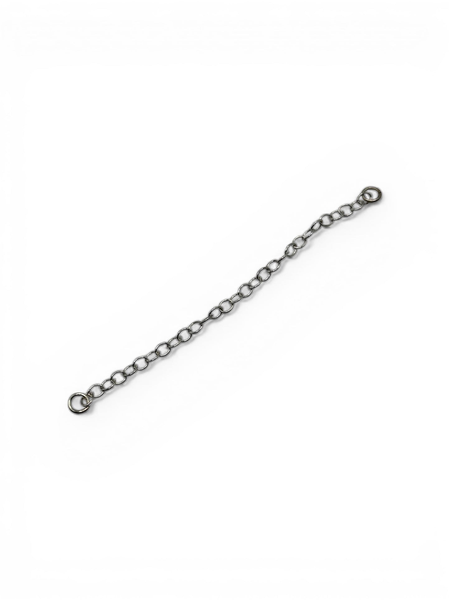 Silver safety chain on white background