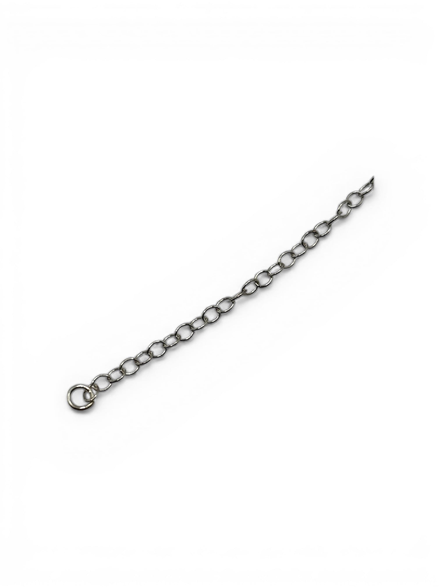 Silver chain with a clasp on a white background