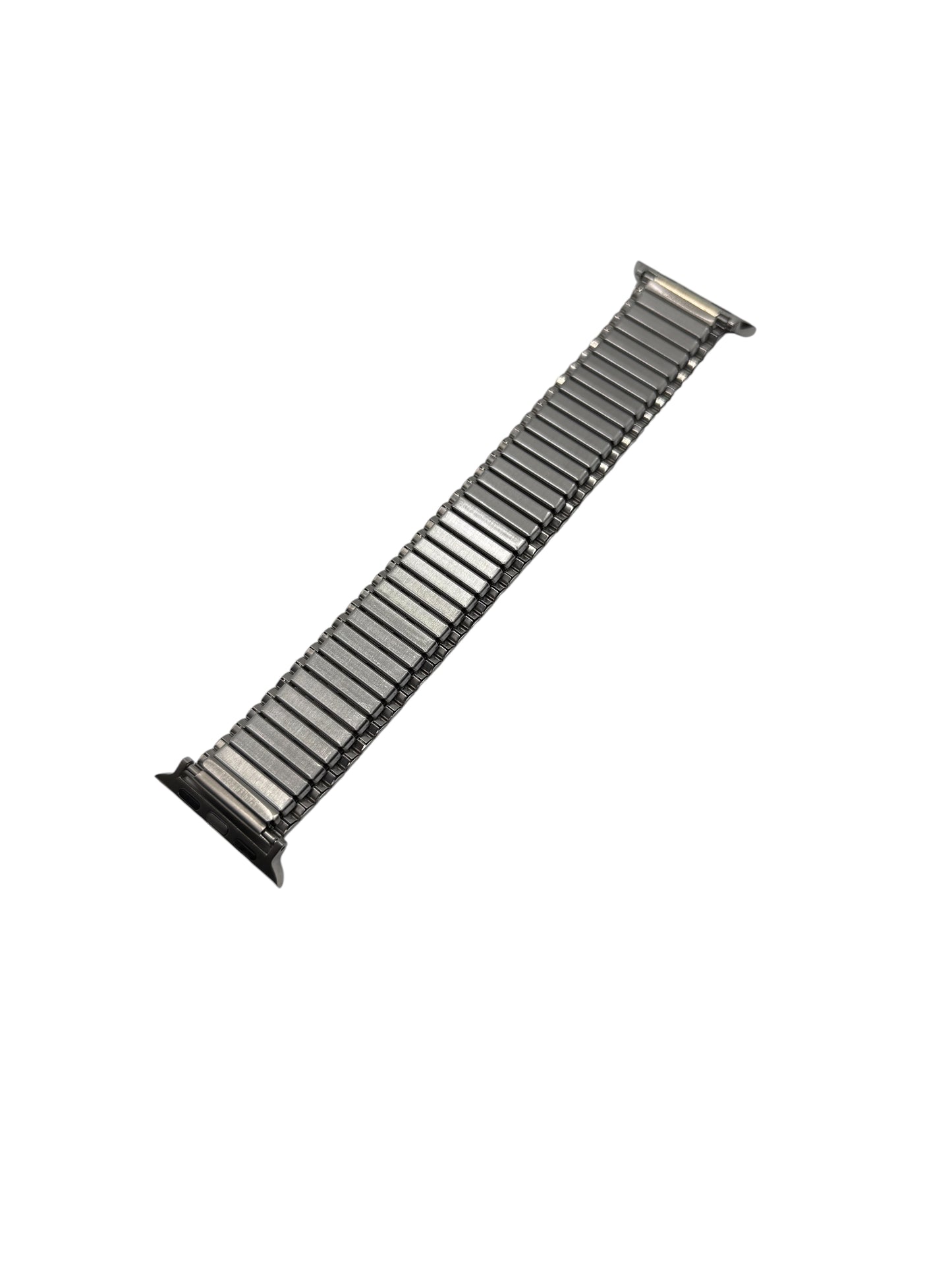 Metallic watch band on a white background
