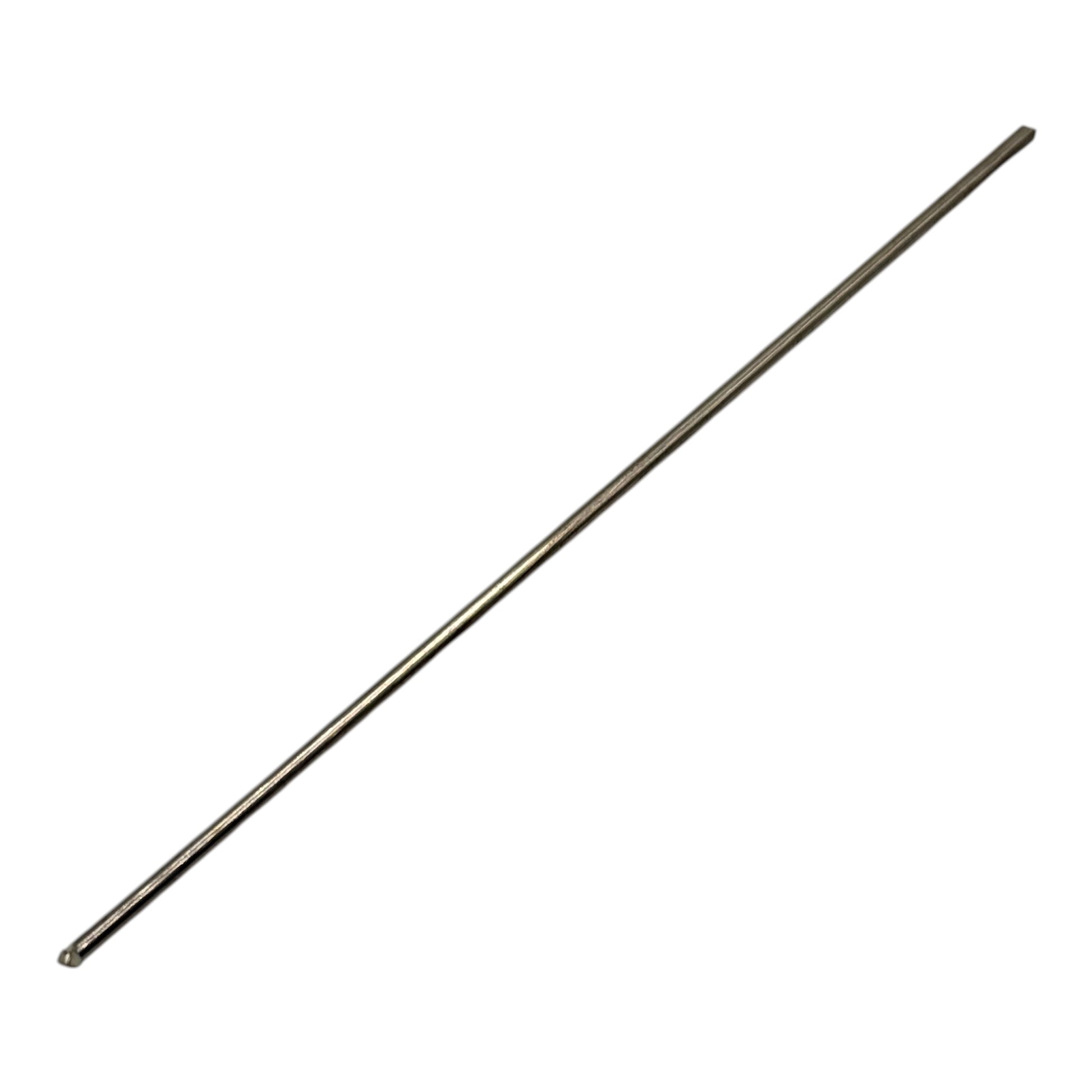 Long, thin metal rod on a white background